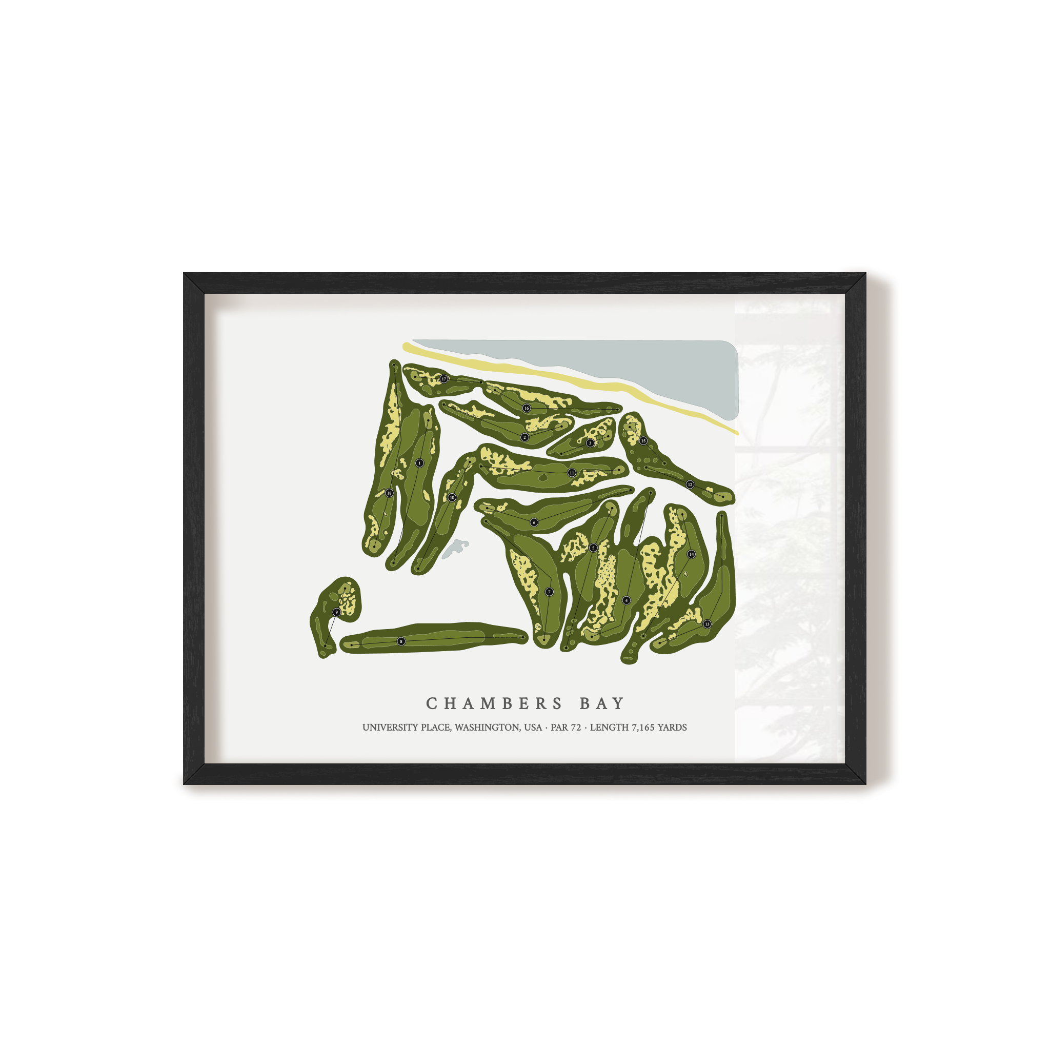 Chambers Bay | Golf Course Print | Black Frame