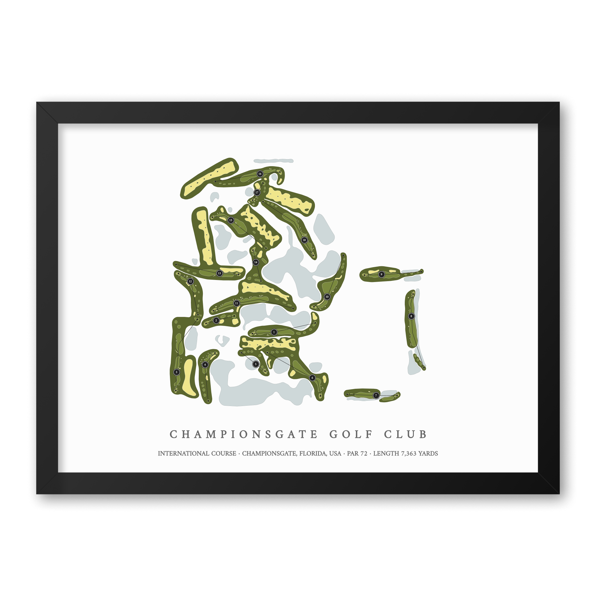 ChampionsGate Golf Club - International Course | Golf Course Map | Black Frame