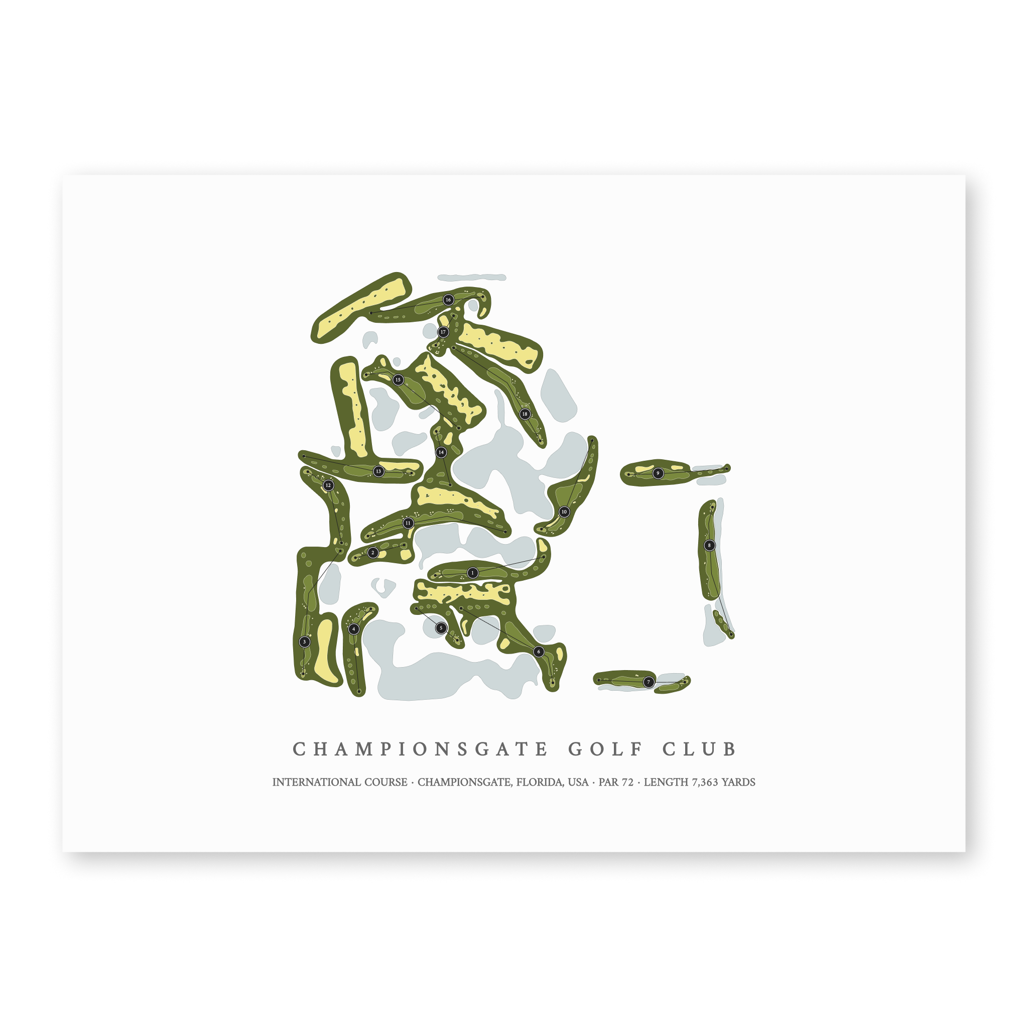 ChampionsGate Golf Club - International Course | Golf Course Map | Unframed
