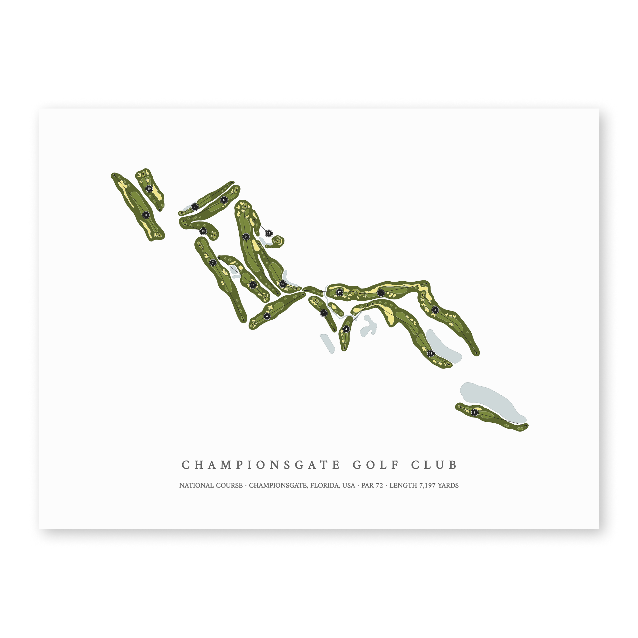 ChampionsGate Golf Club - National Course | Golf Course Map | Unframed