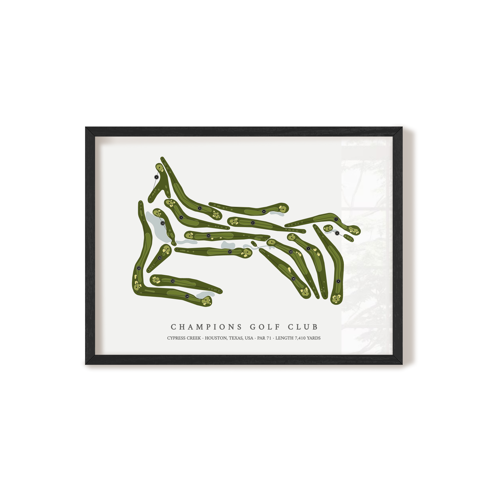 Champions Golf Club - Cypress Creek Course | Golf Course Map | Black Frame