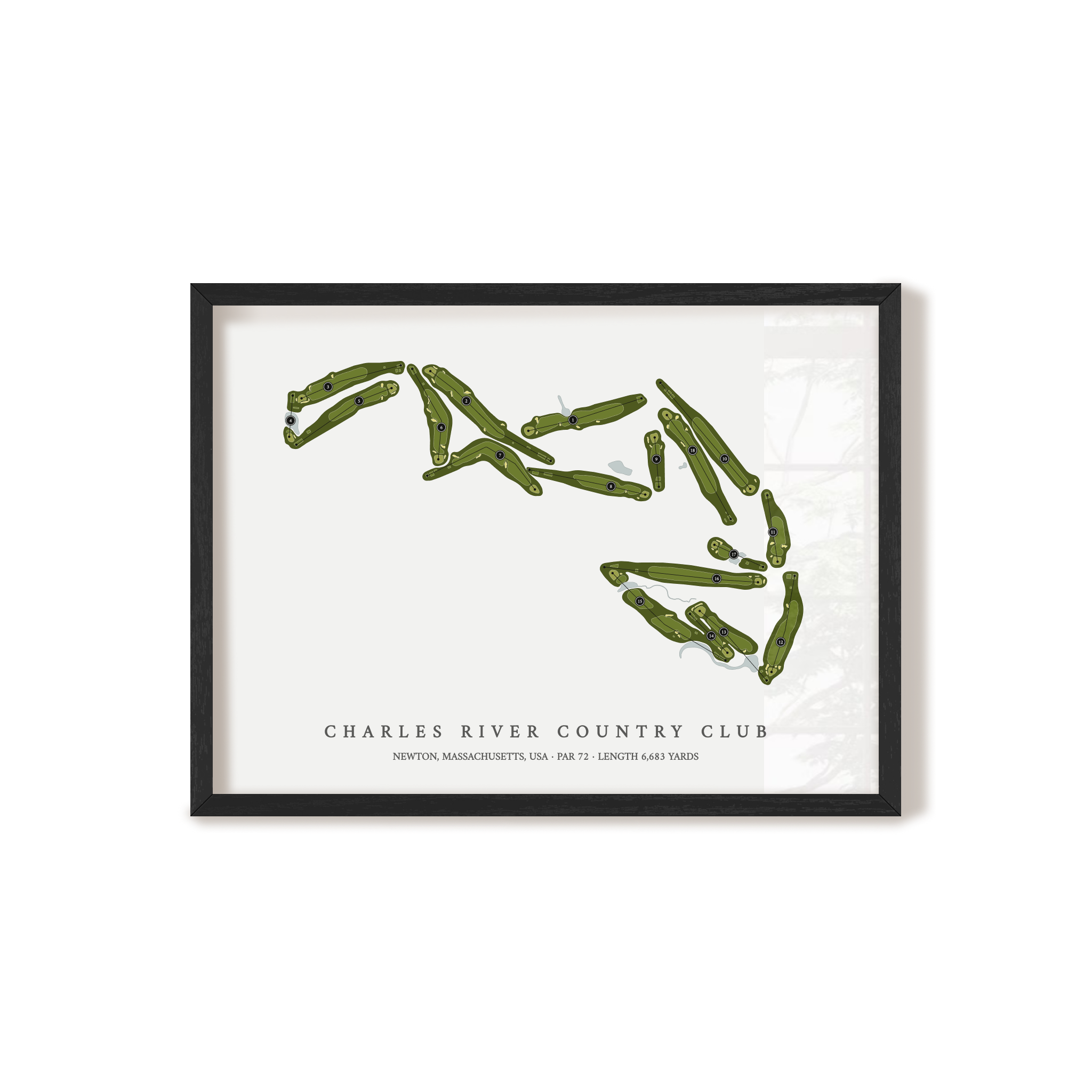 Charles River Country Club | Golf Course Print | Black Frame