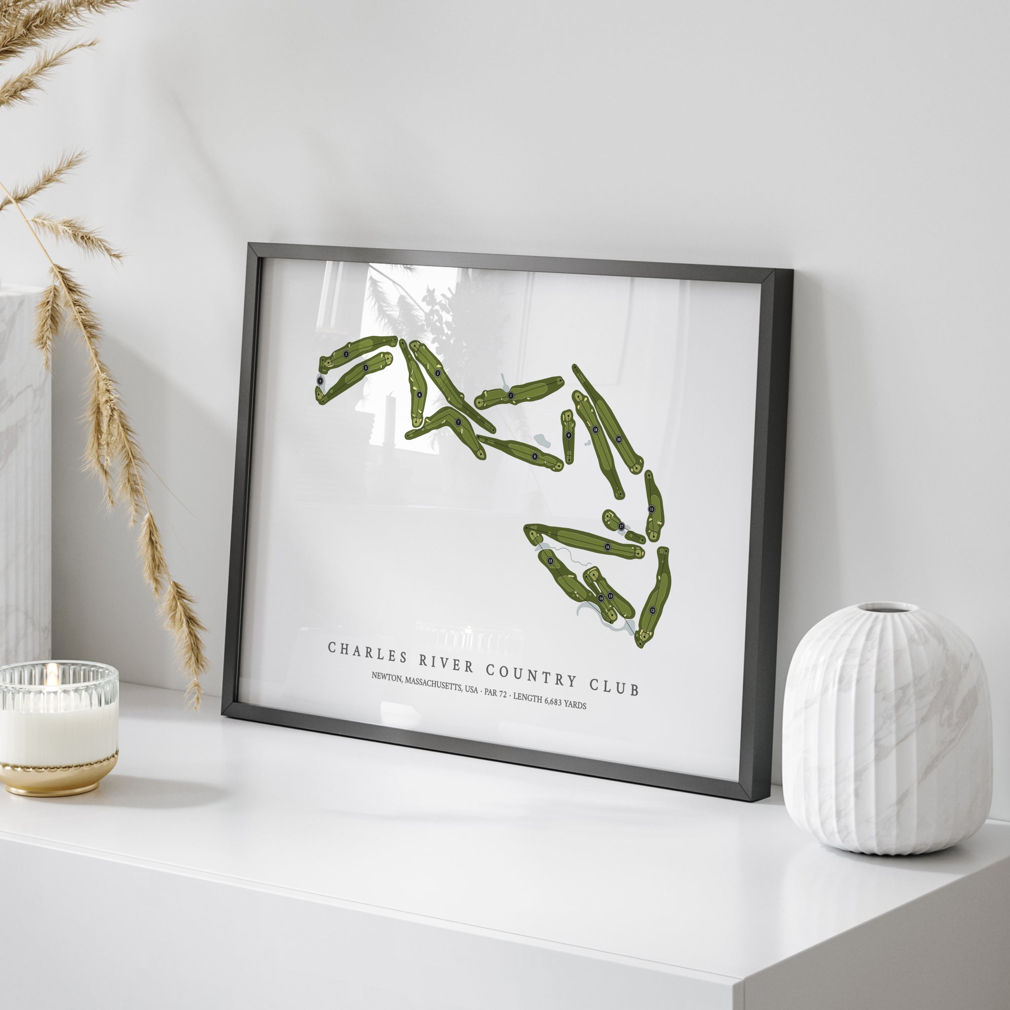 Charles River Country Club | Golf Course Print | On Table