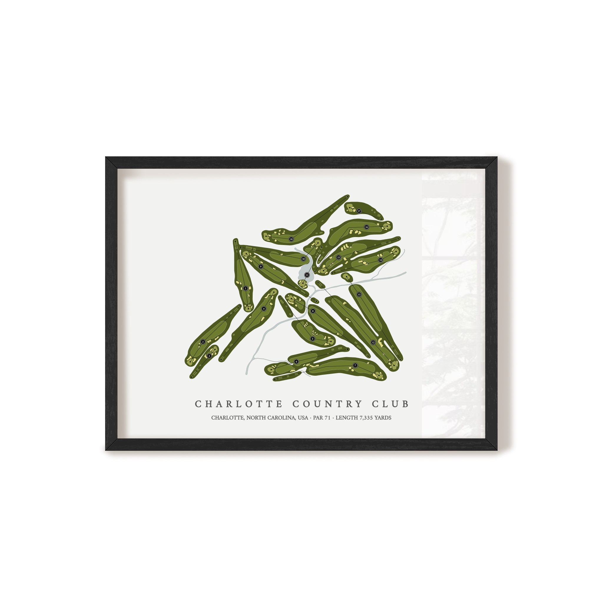 Charlotte Country Club | Golf Course Map | Black Frame