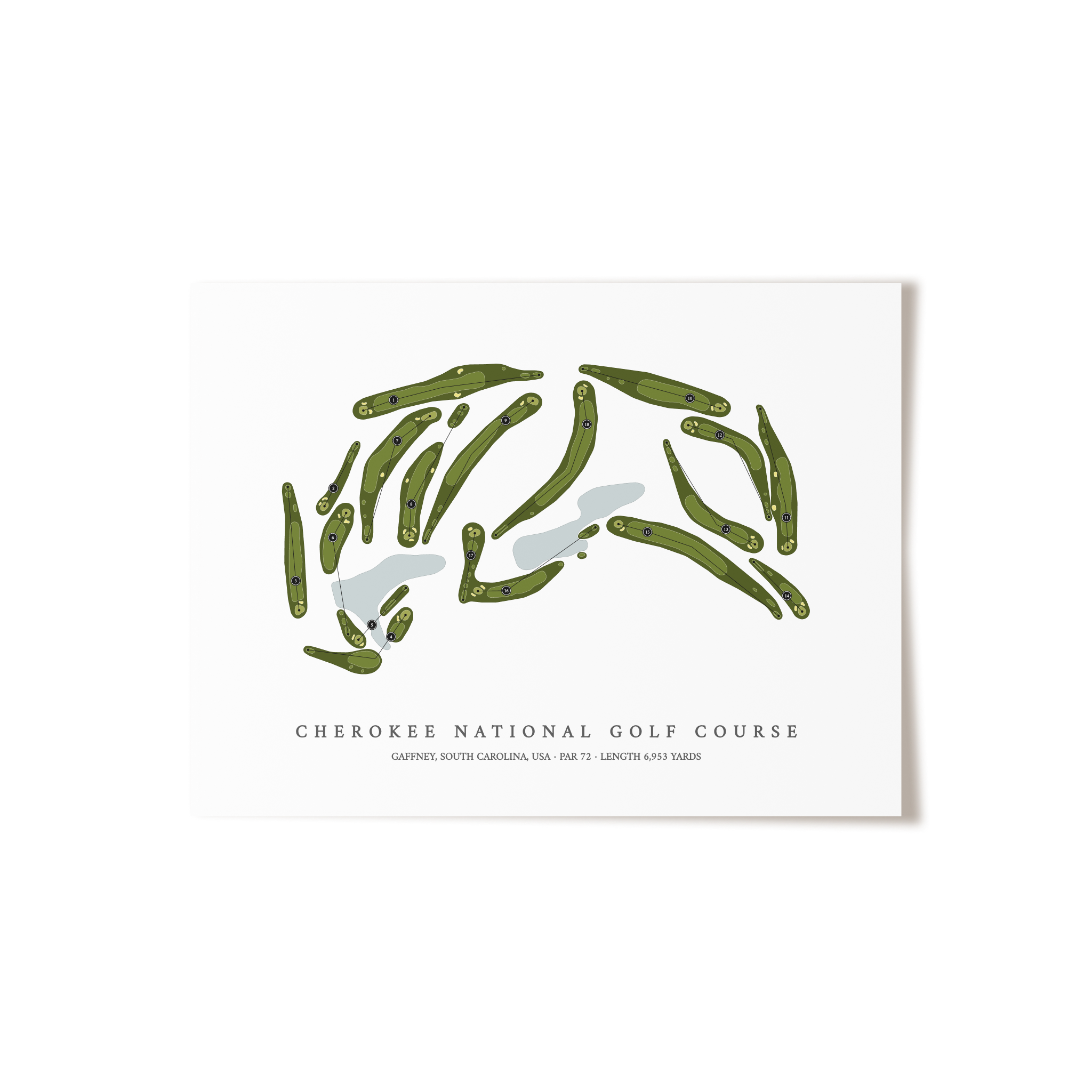 Cherokee National Golf Course | Golf Course Map | Unframed