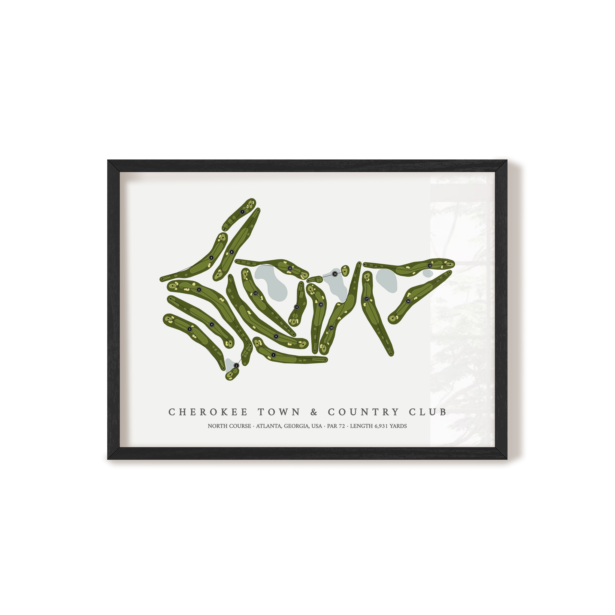Cherokee Town & Country Club - North Course | Golf Course Map | Black Frame