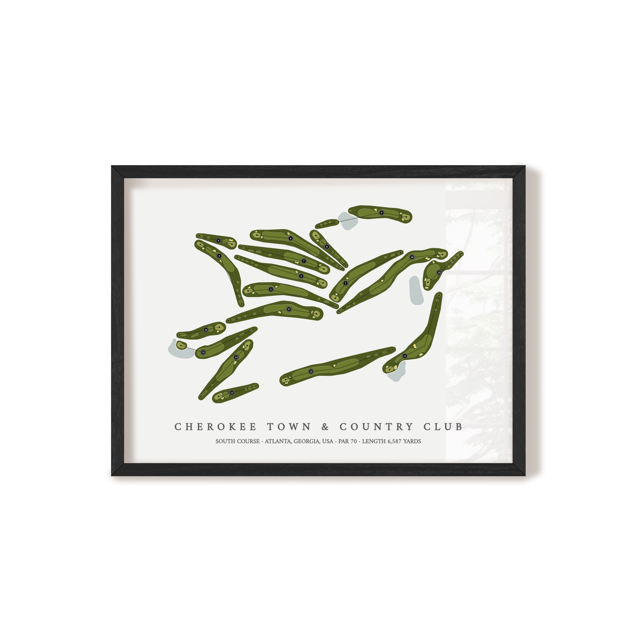 Cherokee Town & Country Club - South Course | Golf Course Map | Black Frame
