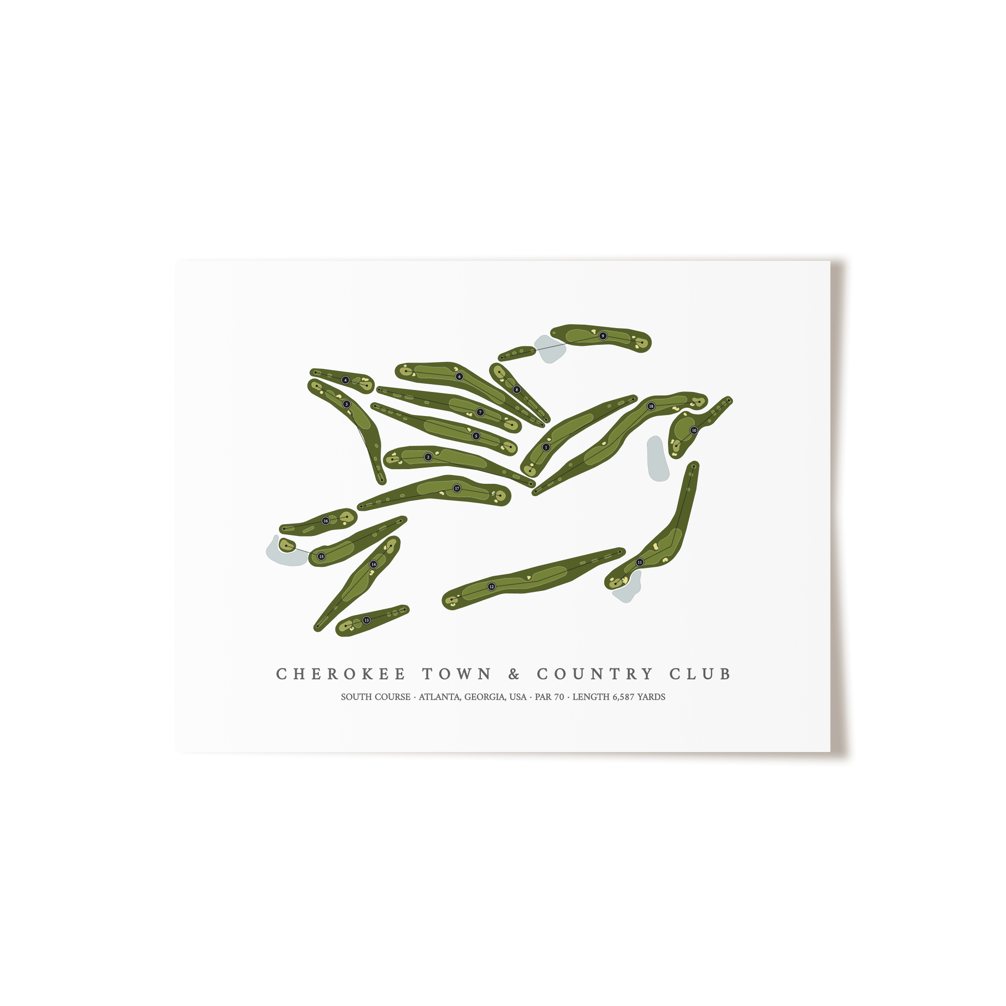 Cherokee Town & Country Club - South Course | Golf Course Map | Unframed