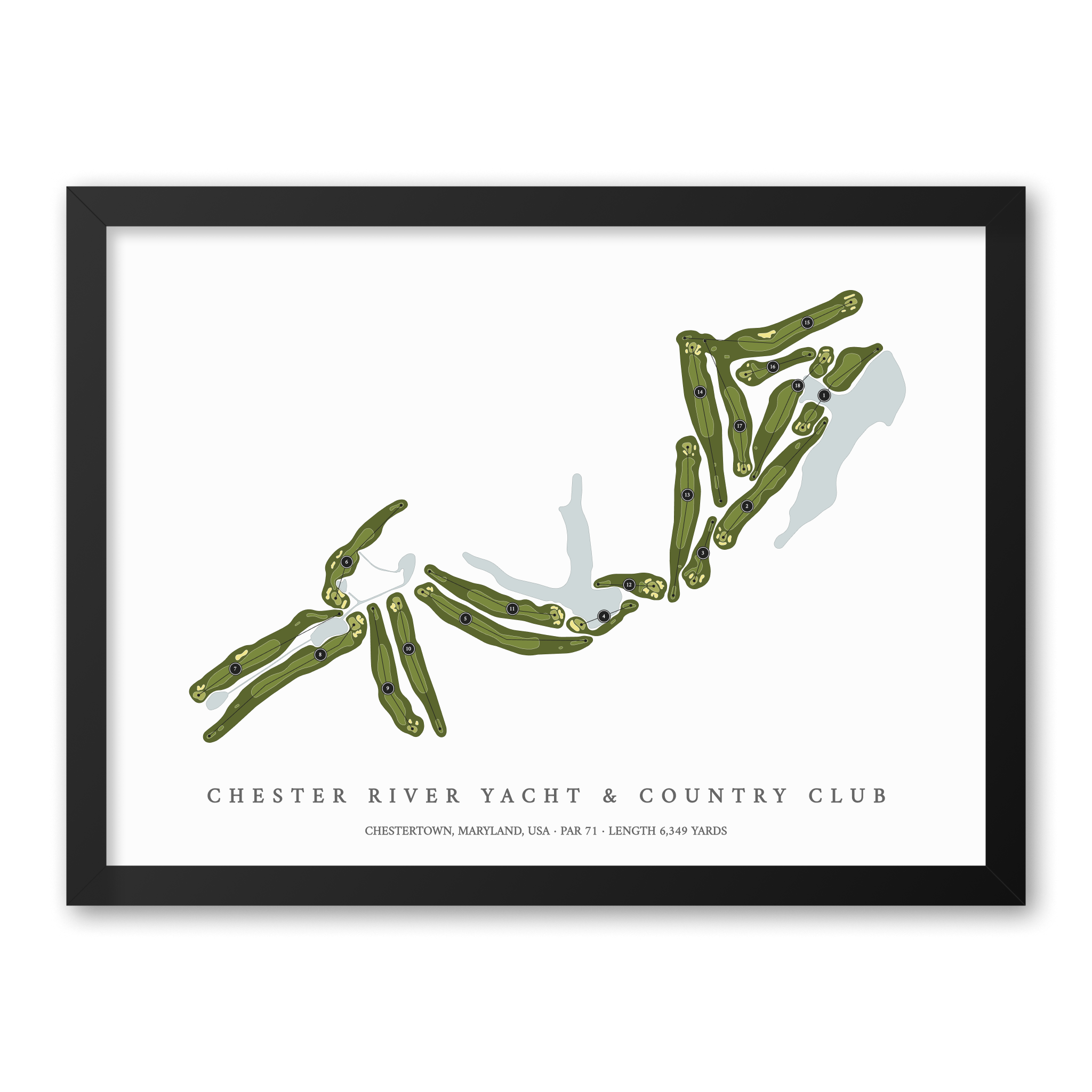 Chester River Yacht & Country Club | Golf Course Map | Black Frame