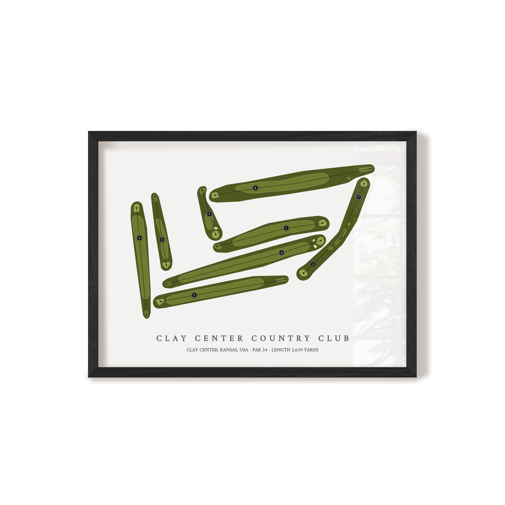 Clay Center Country Club | Golf Course Map | Black Frame