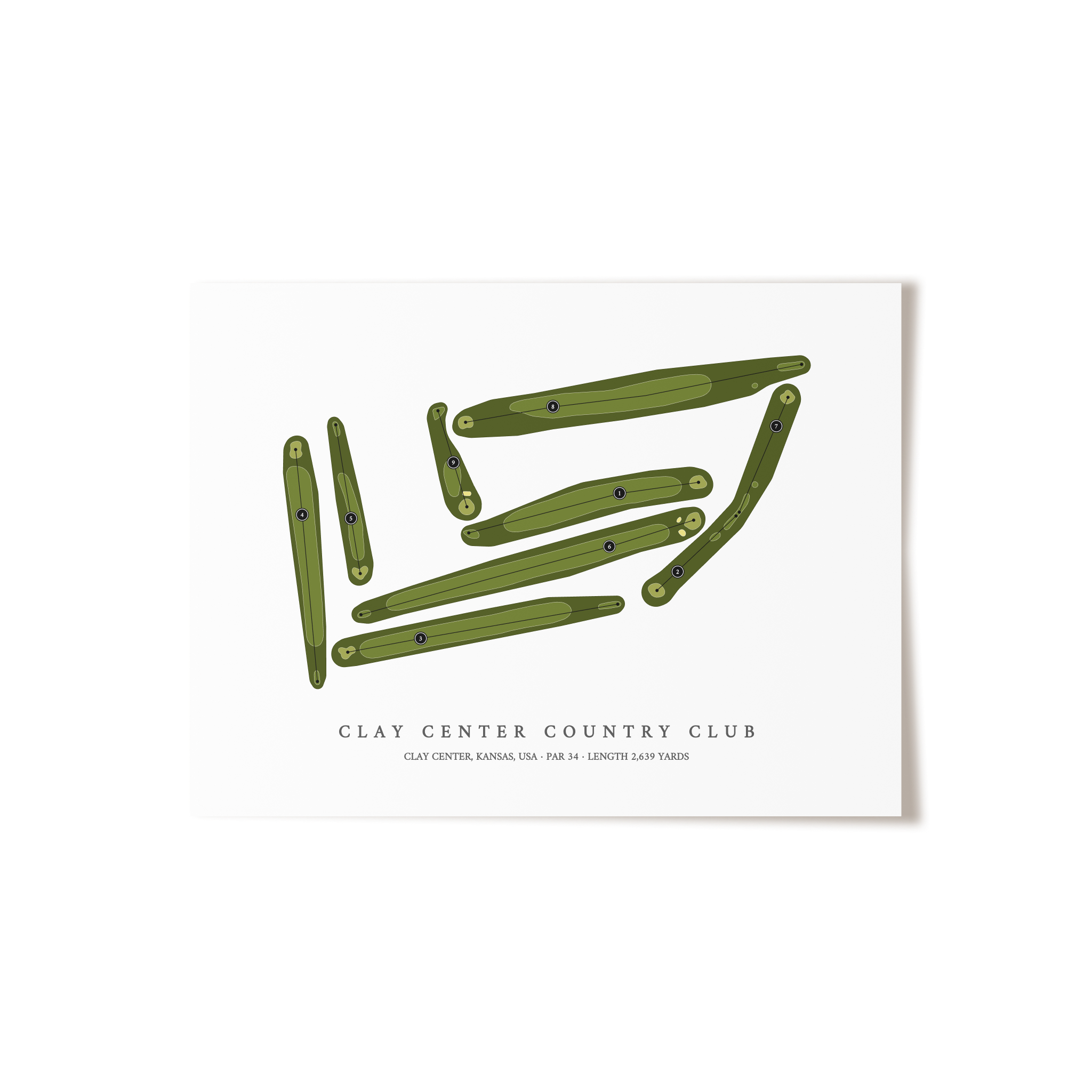 Clay Center Country Club | Golf Course Map | Unframed