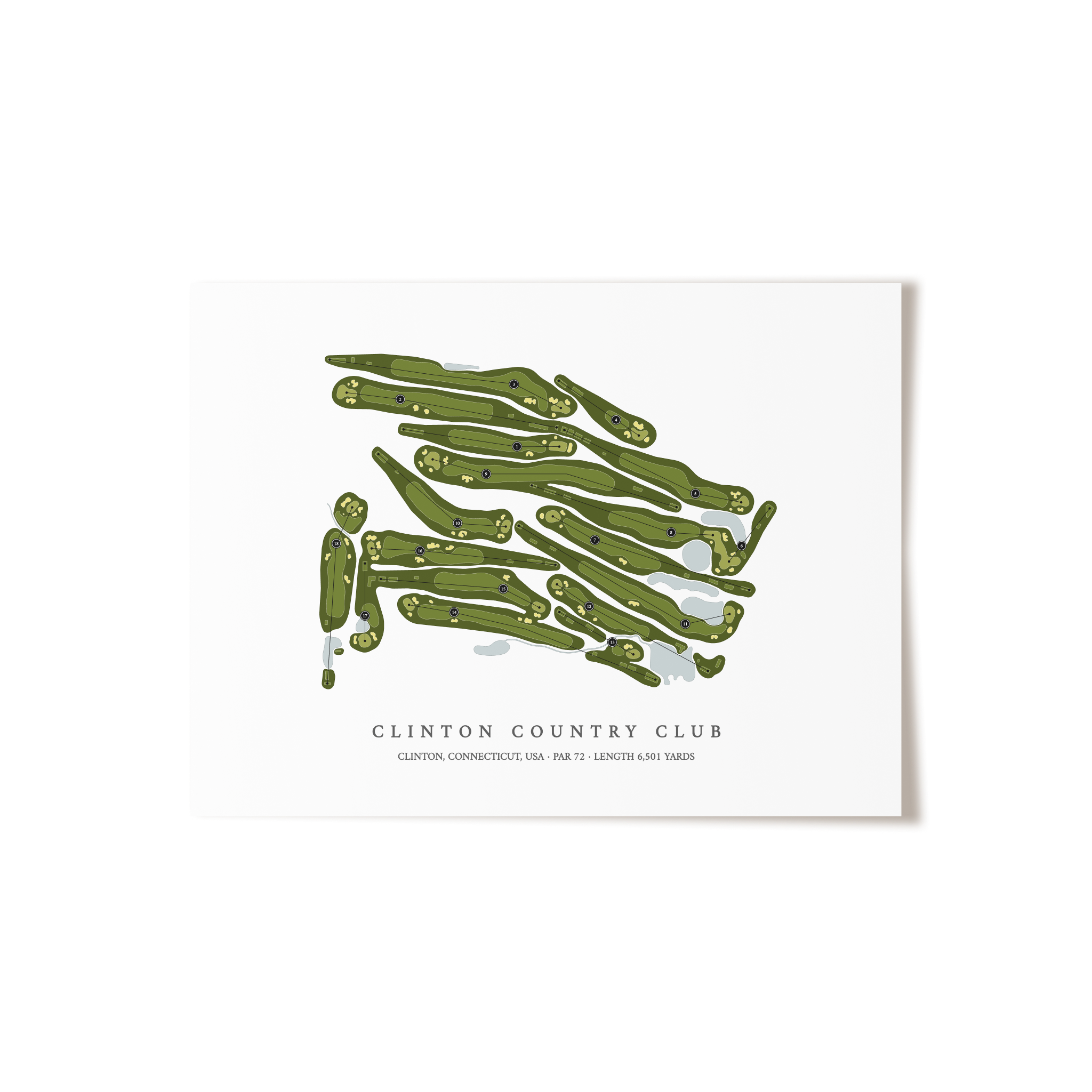 Clinton Country Club | Golf Course Map | Unframed