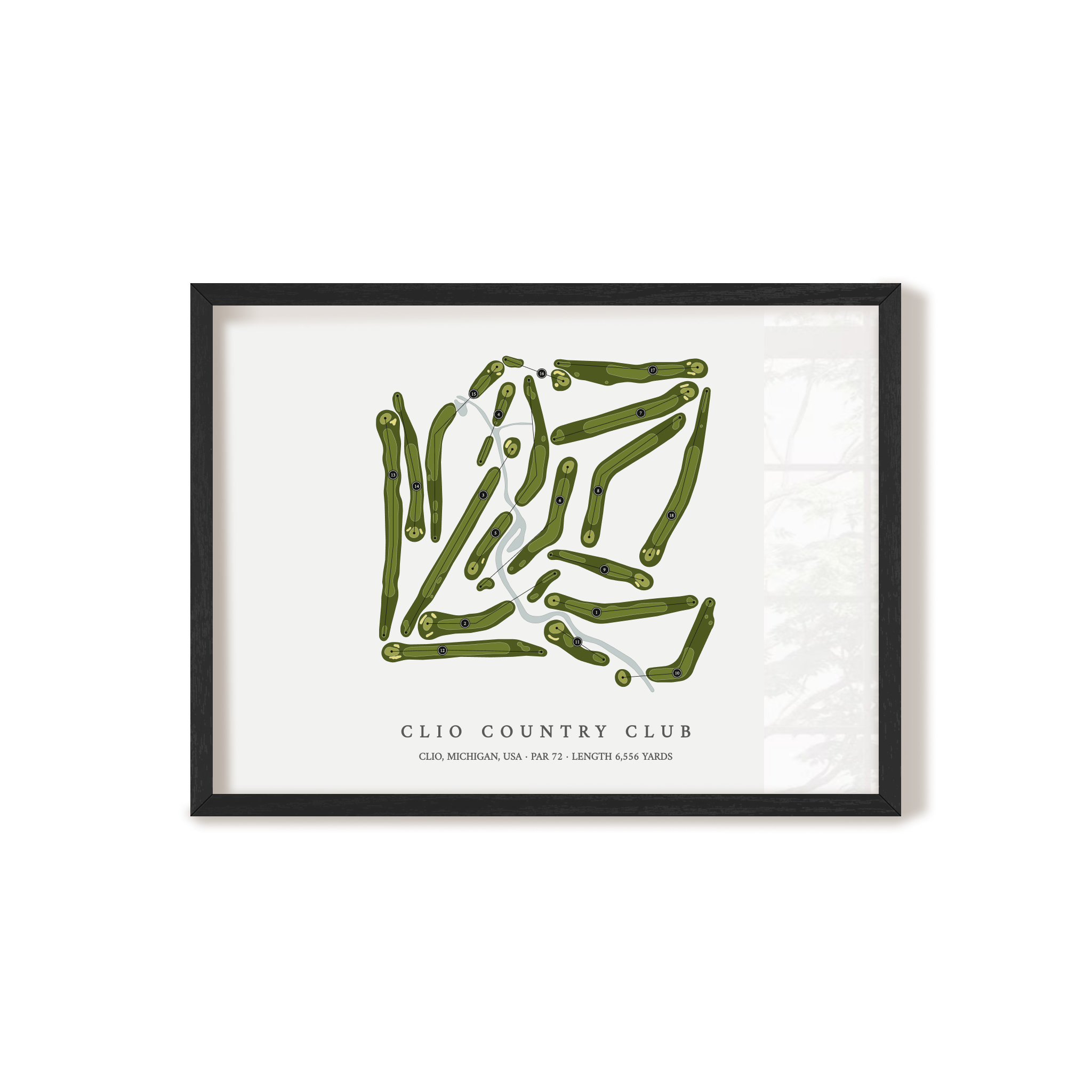 Clio Country Club | Golf Course Map | Black Frame