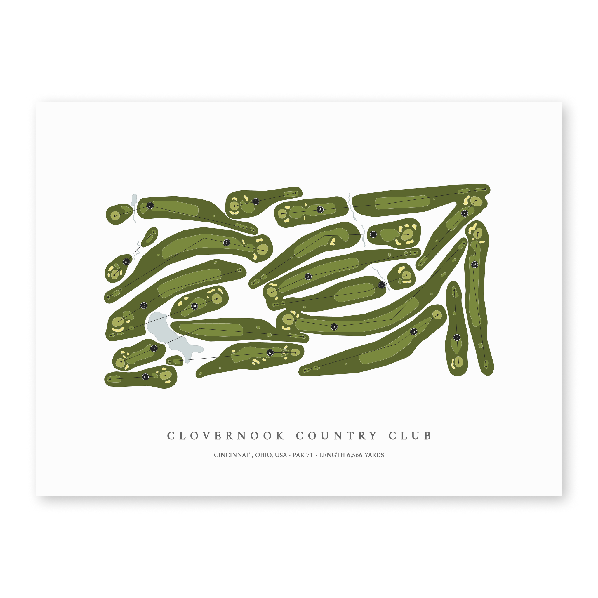 Clovernook Country Club | Golf Course Map | Unframed