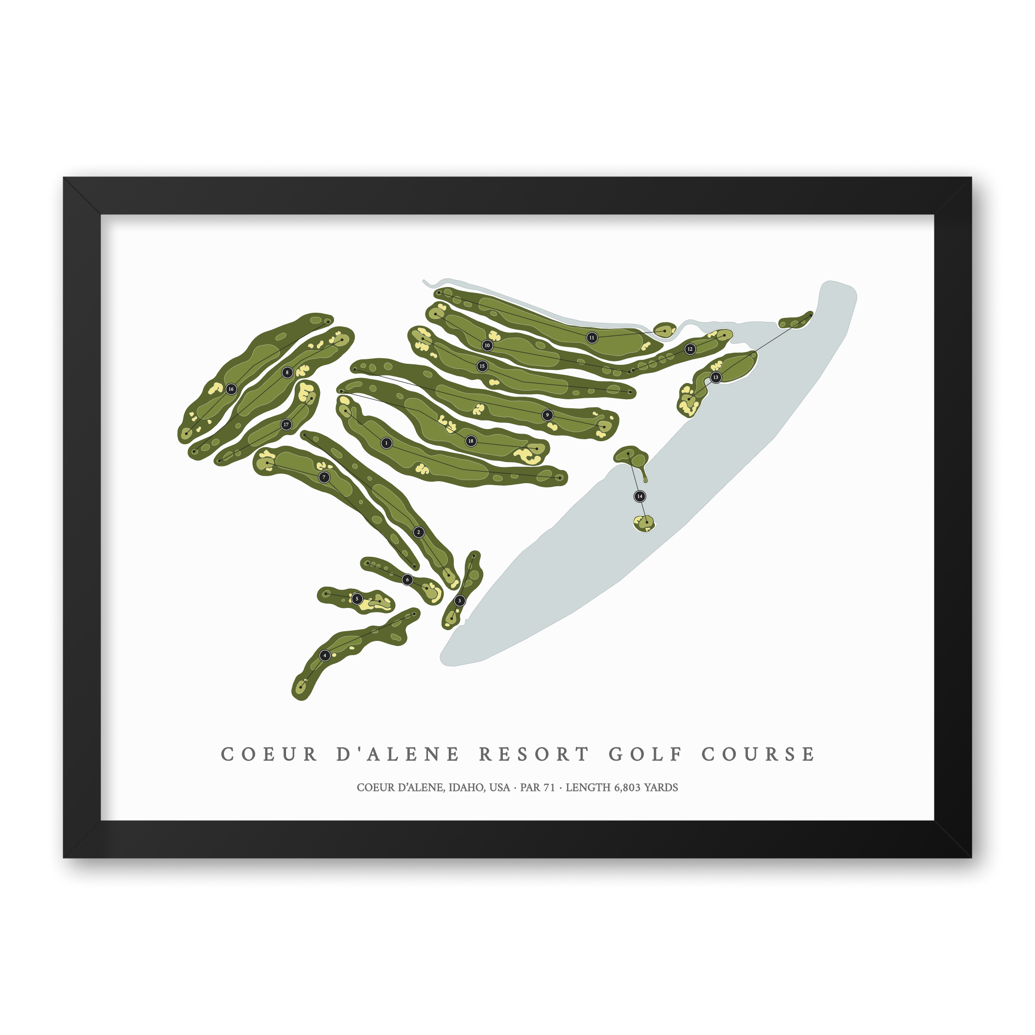 Coeur D Alene Resort Golf Course | Golf Course Print | Black Frame