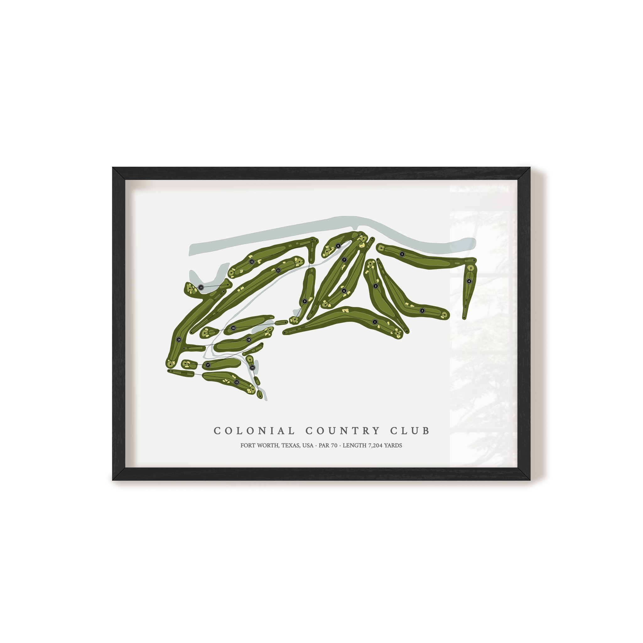 Colonial Country Club | Golf Course Map | Black Frame