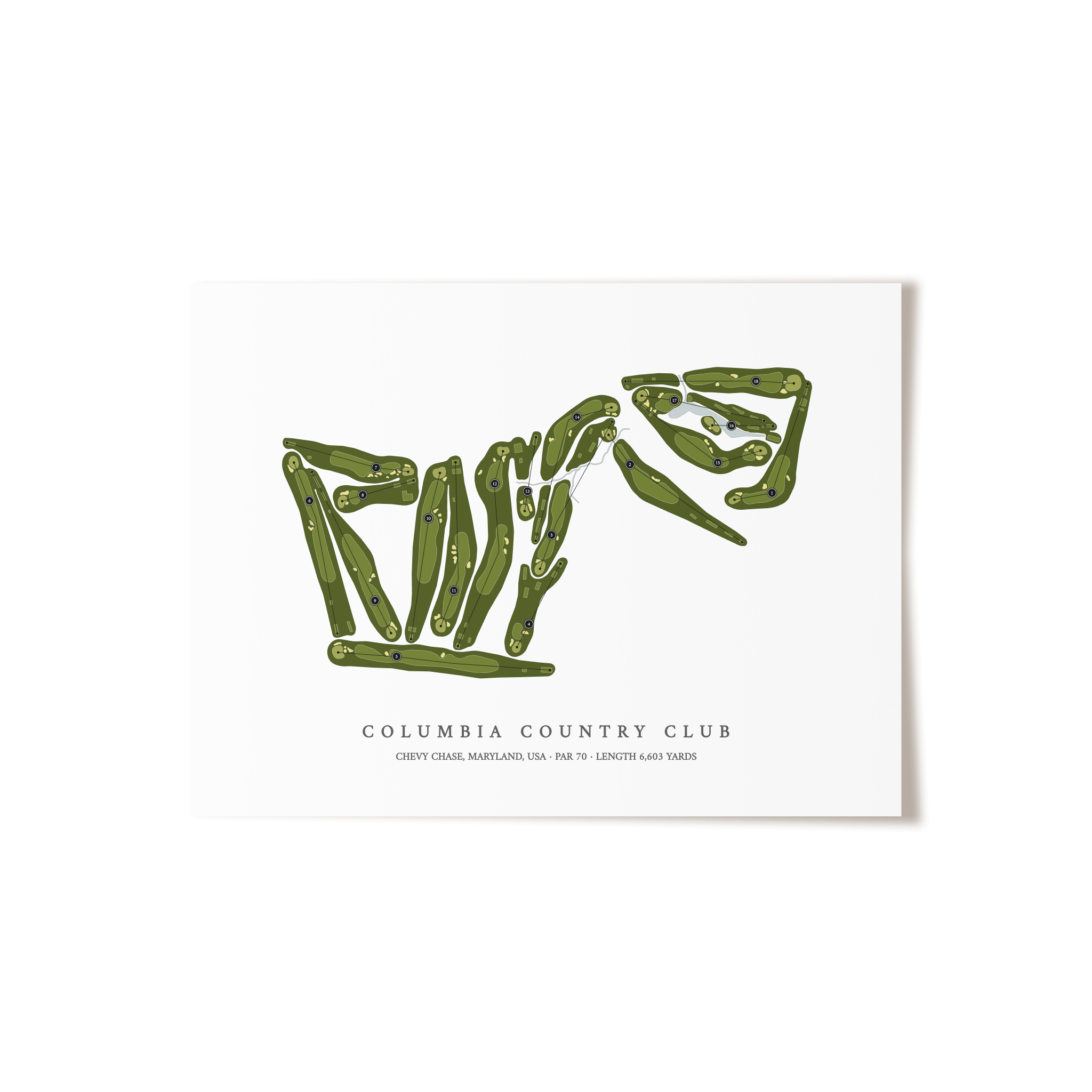 Columbia Country Club | Golf Course Map | Unframed