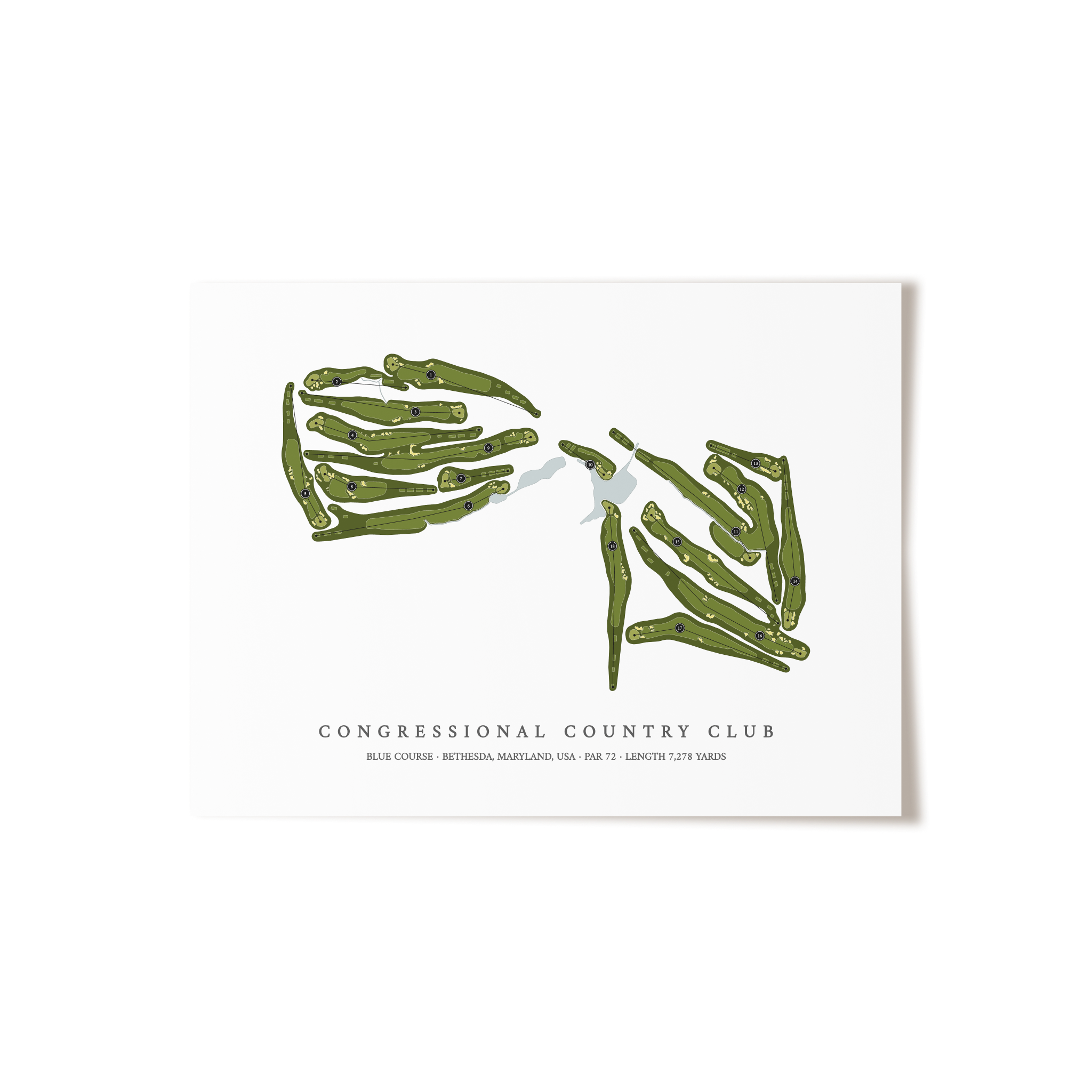 Congressional Country Club - Blue Course | Golf Course Map | Unframed