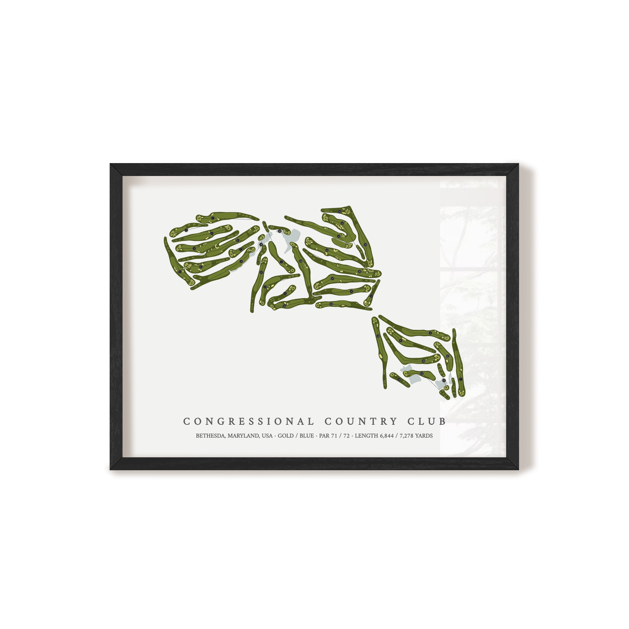 Congressional Country Club | Golf Course Map | Black Frame