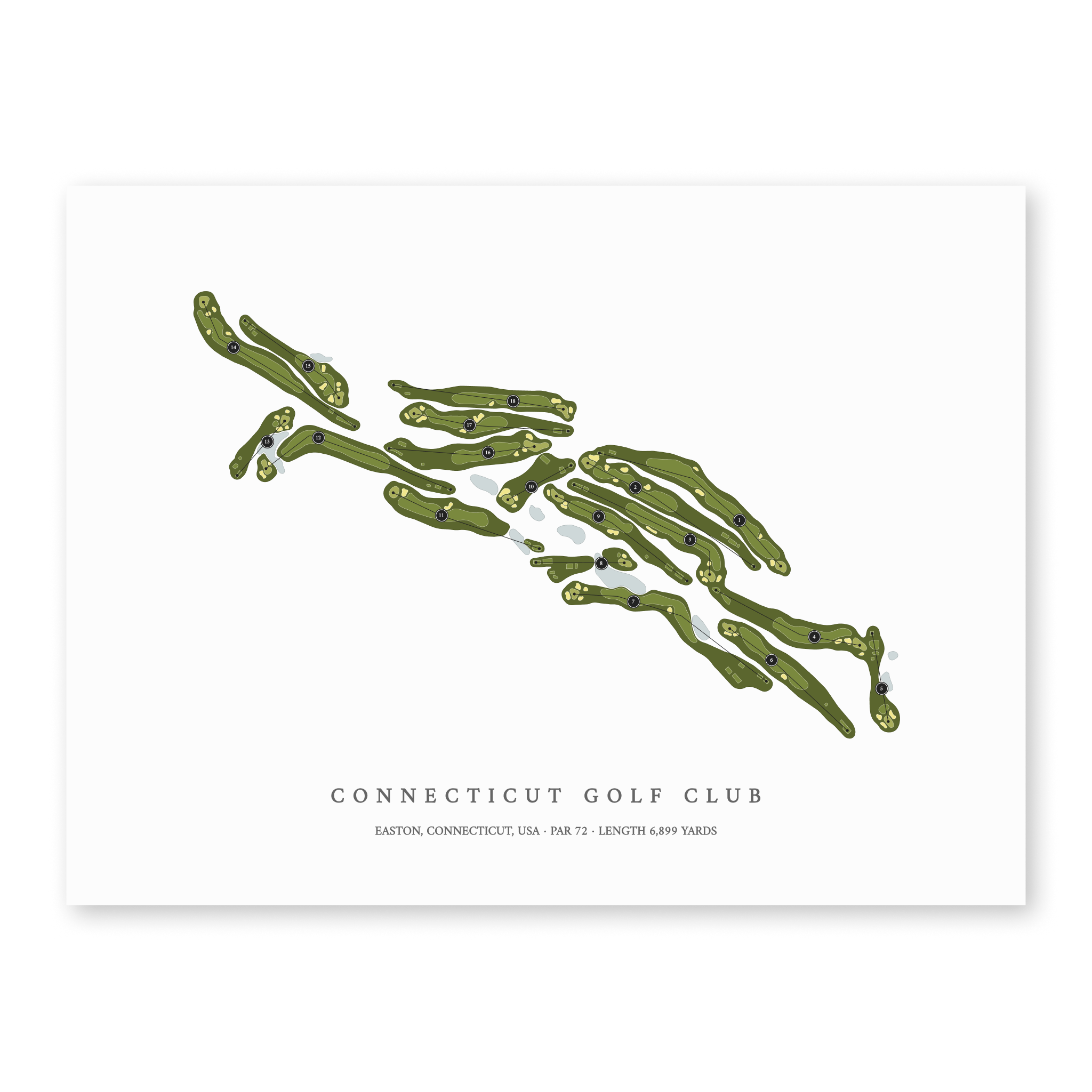 Connecticut Golf Club | Golf Course Map | Unframed