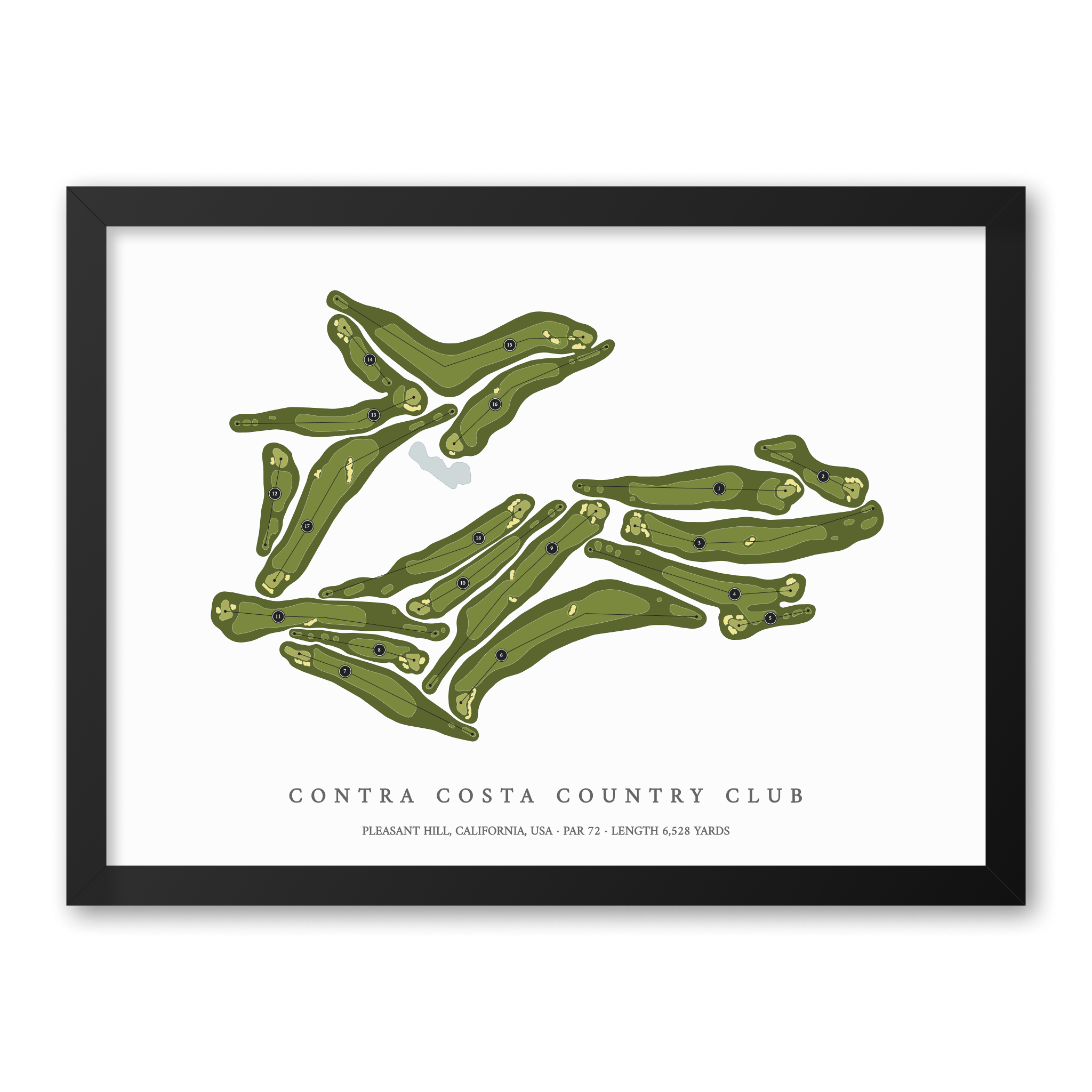 Contra Costa Country Club | Golf Course Map | Black Frame