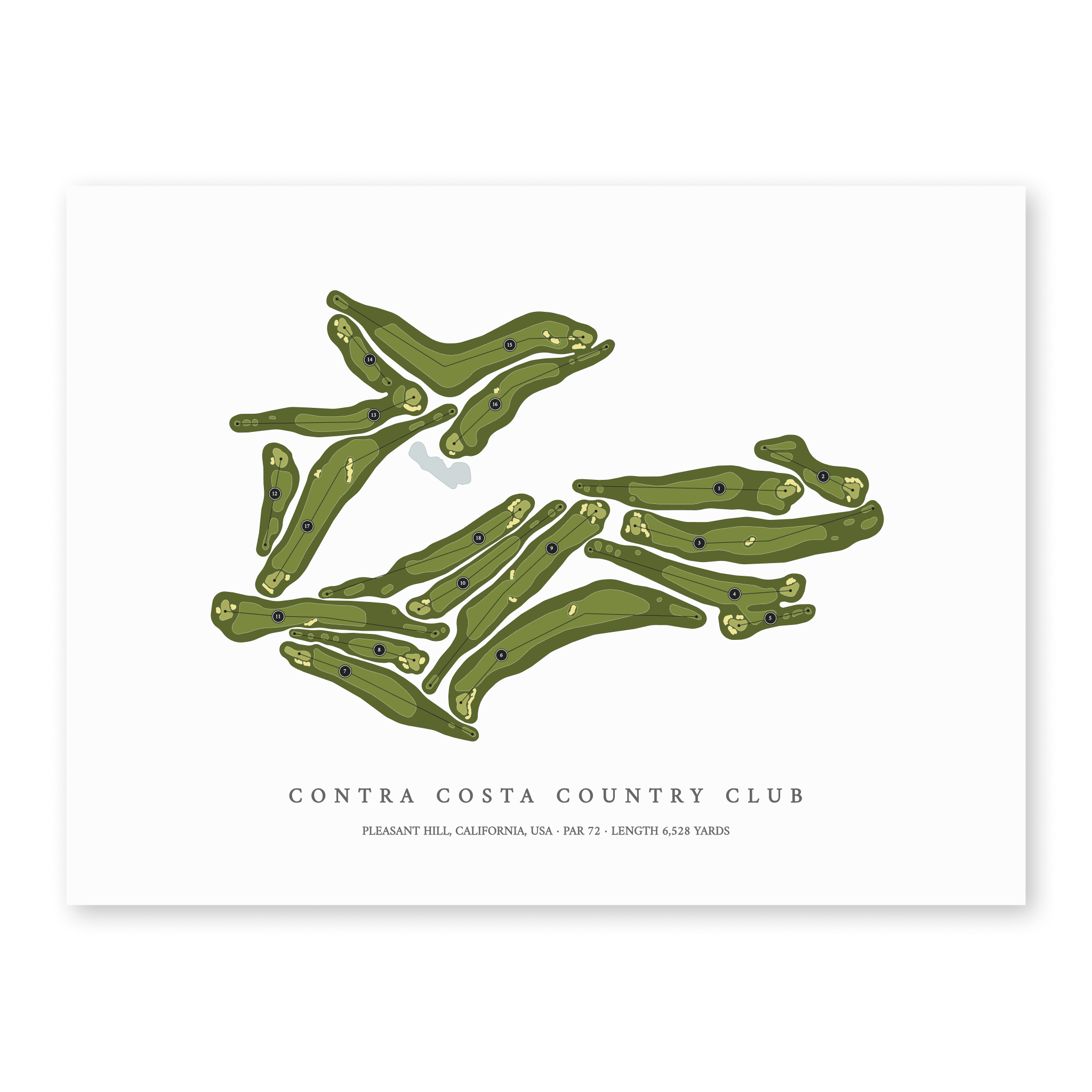 Contra Costa Country Club | Golf Course Map | Unframed