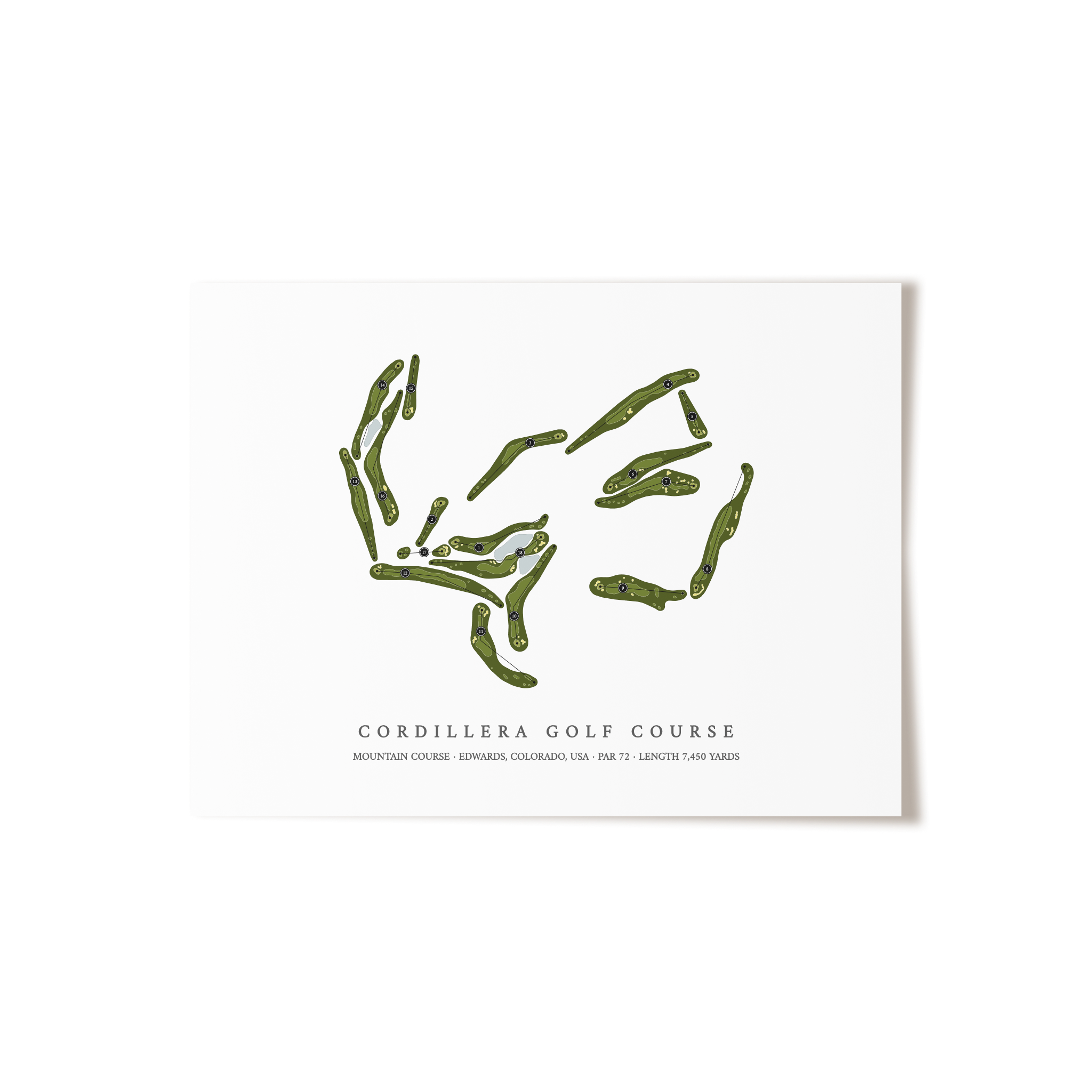 Cordillera Golf Course - Mountain Course | Golf Course Map | Unframed