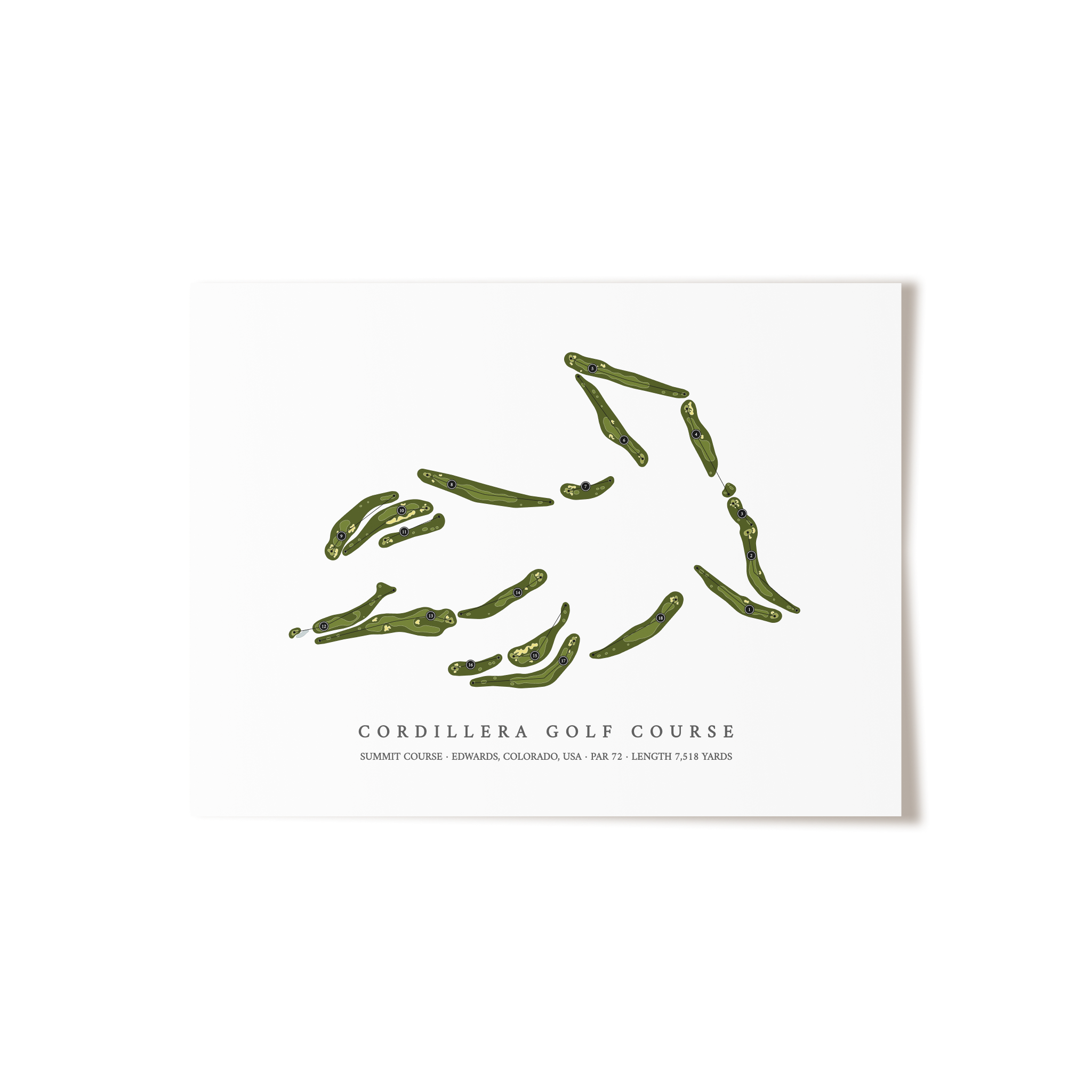 Cordillera Golf Course - Summit Course | Golf Course Map | Unframed