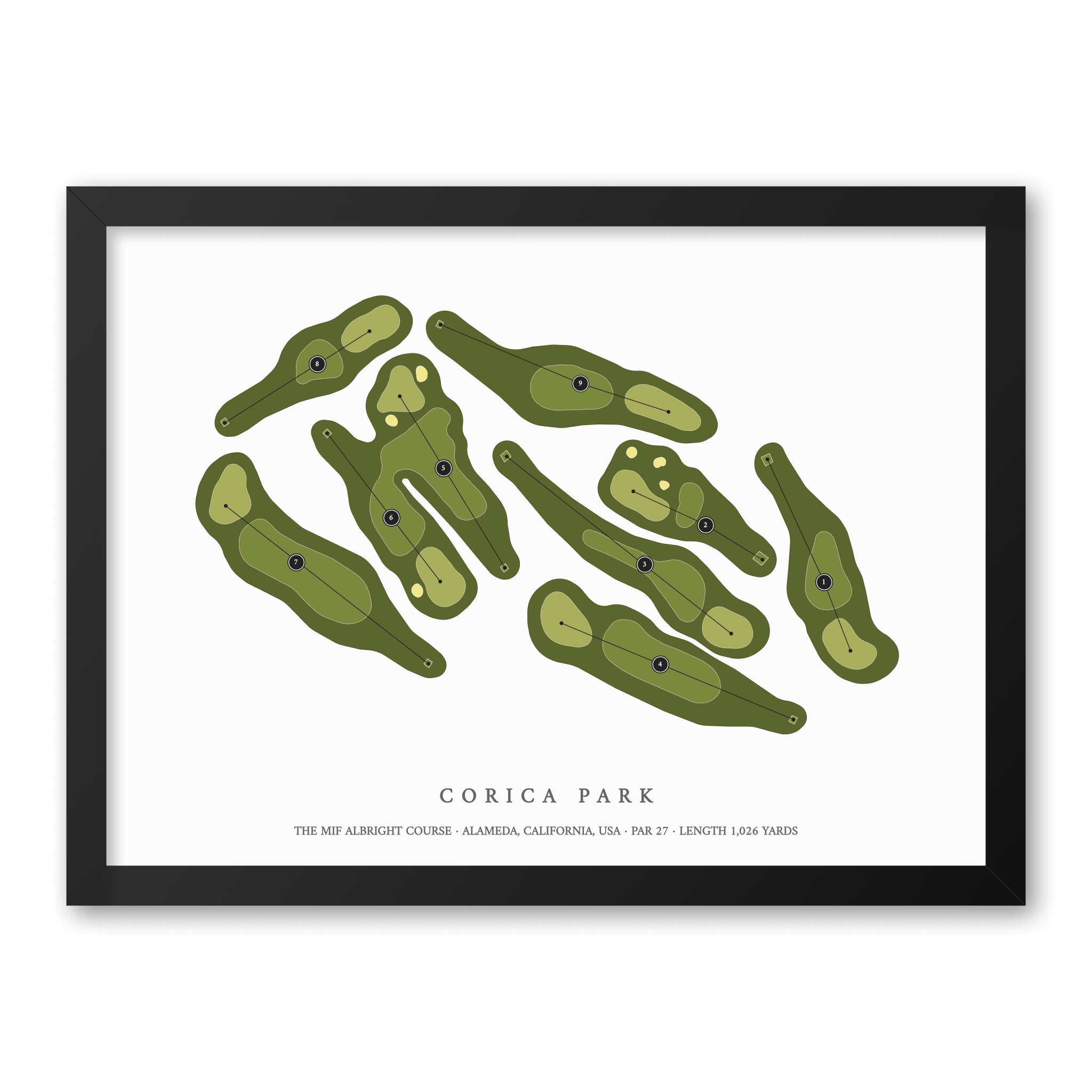 Corica Park - The Mif Albright Course | Golf Course Map | Black Frame