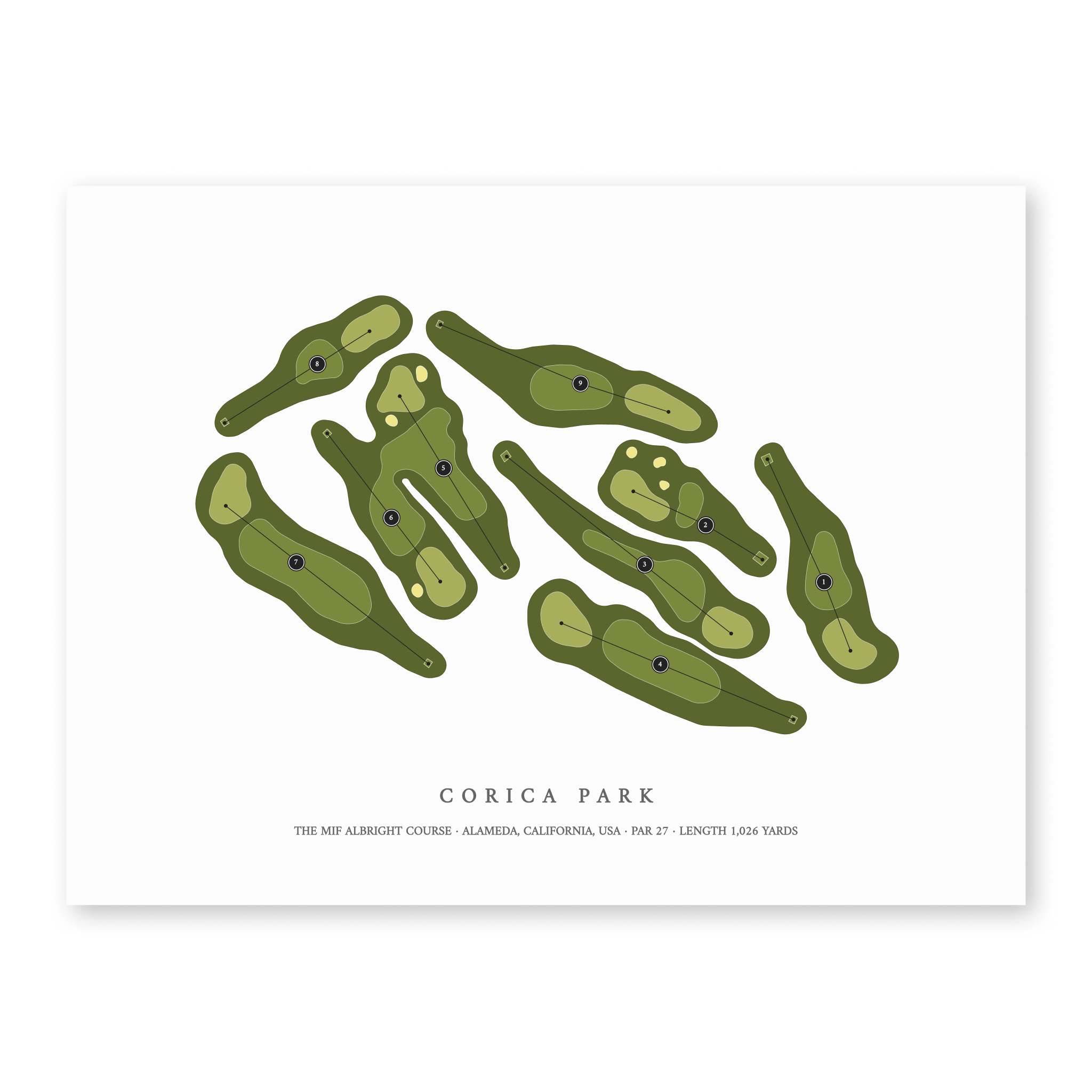 Corica Park - The Mif Albright Course | Golf Course Map | Unframed