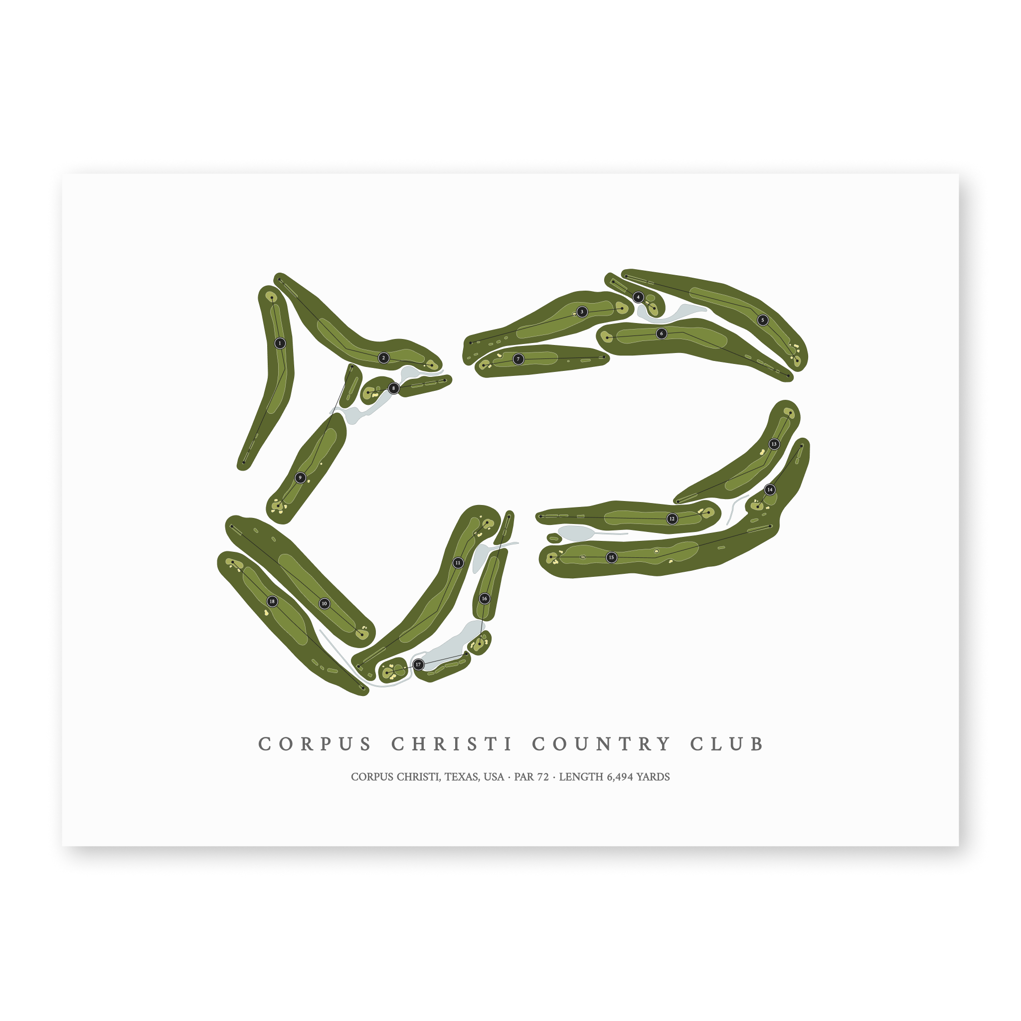 Corpus Christi Country Club | Golf Course Map | Unframed
