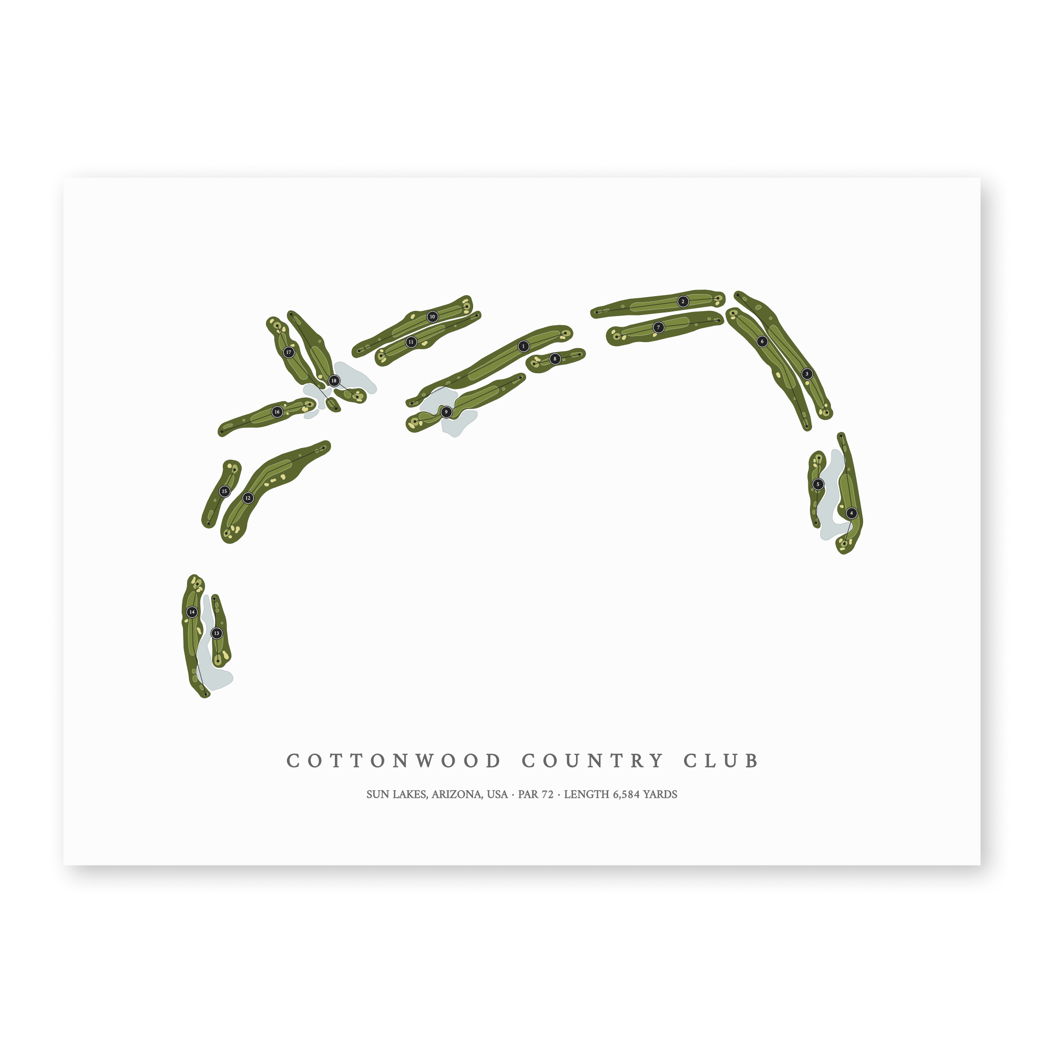 Cottonwood Country Club | Golf Course Map | Unframed