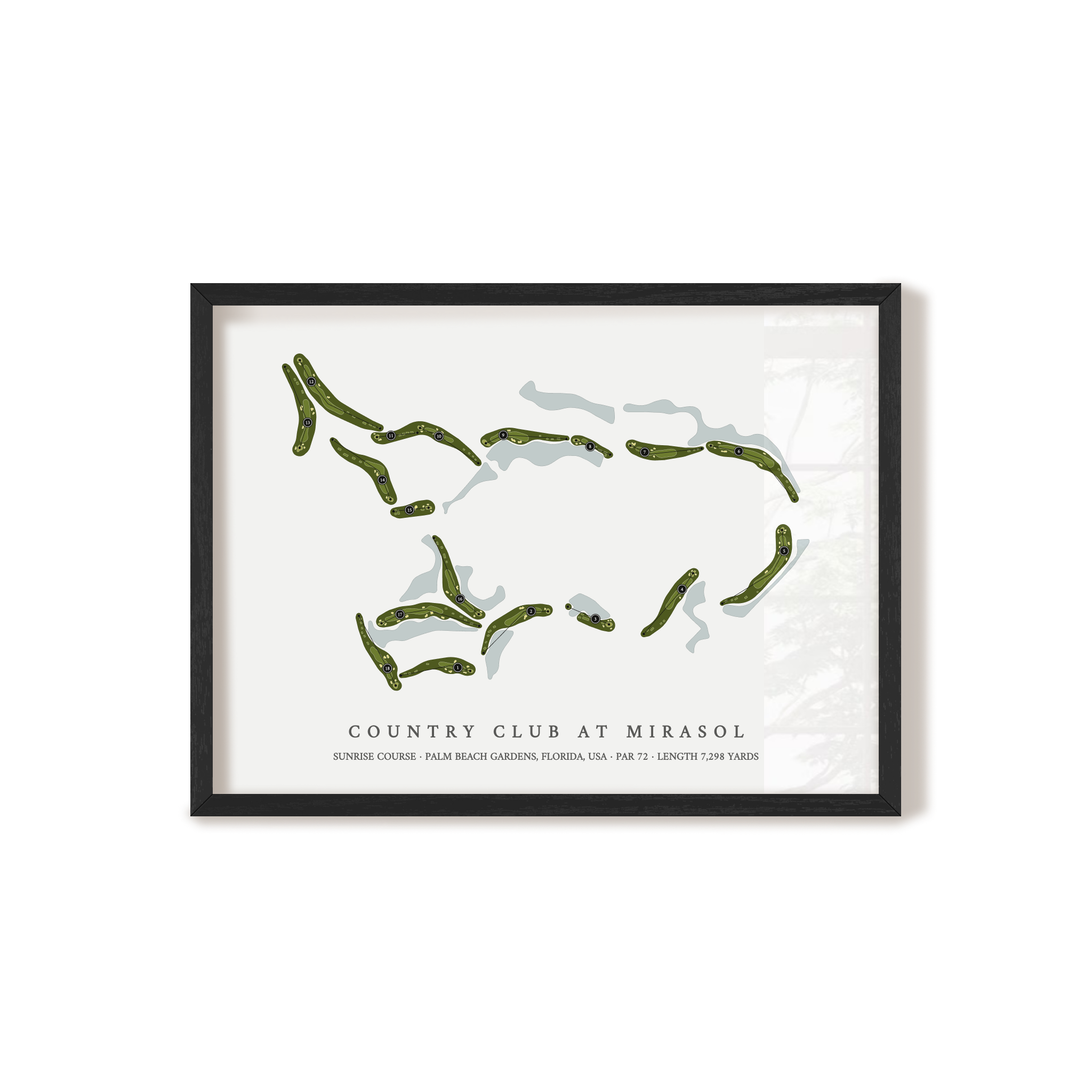 Country Club At Mirasol - Sunrise Course | Golf Course Map | Black Frame
