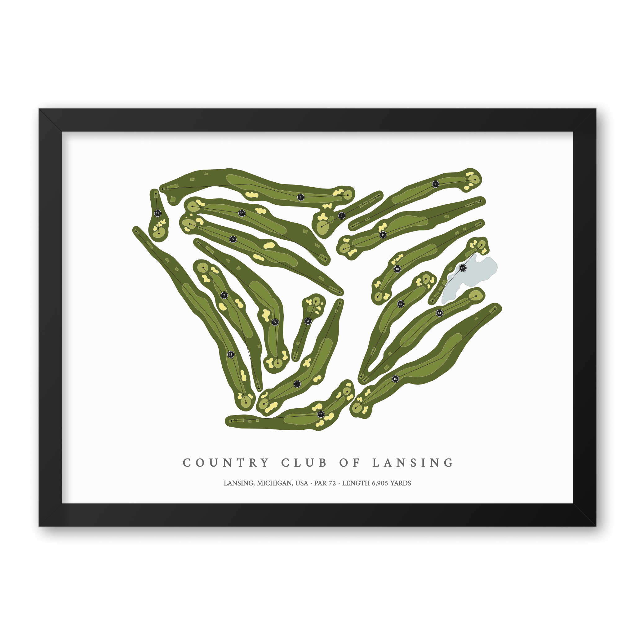 Country Club Of Lansing | Golf Course Print | Black Frame