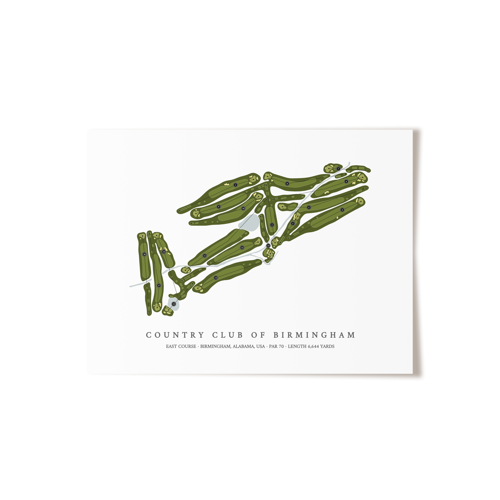 Country Club of Birmingham - East Course | Golf Course Map | Unframed