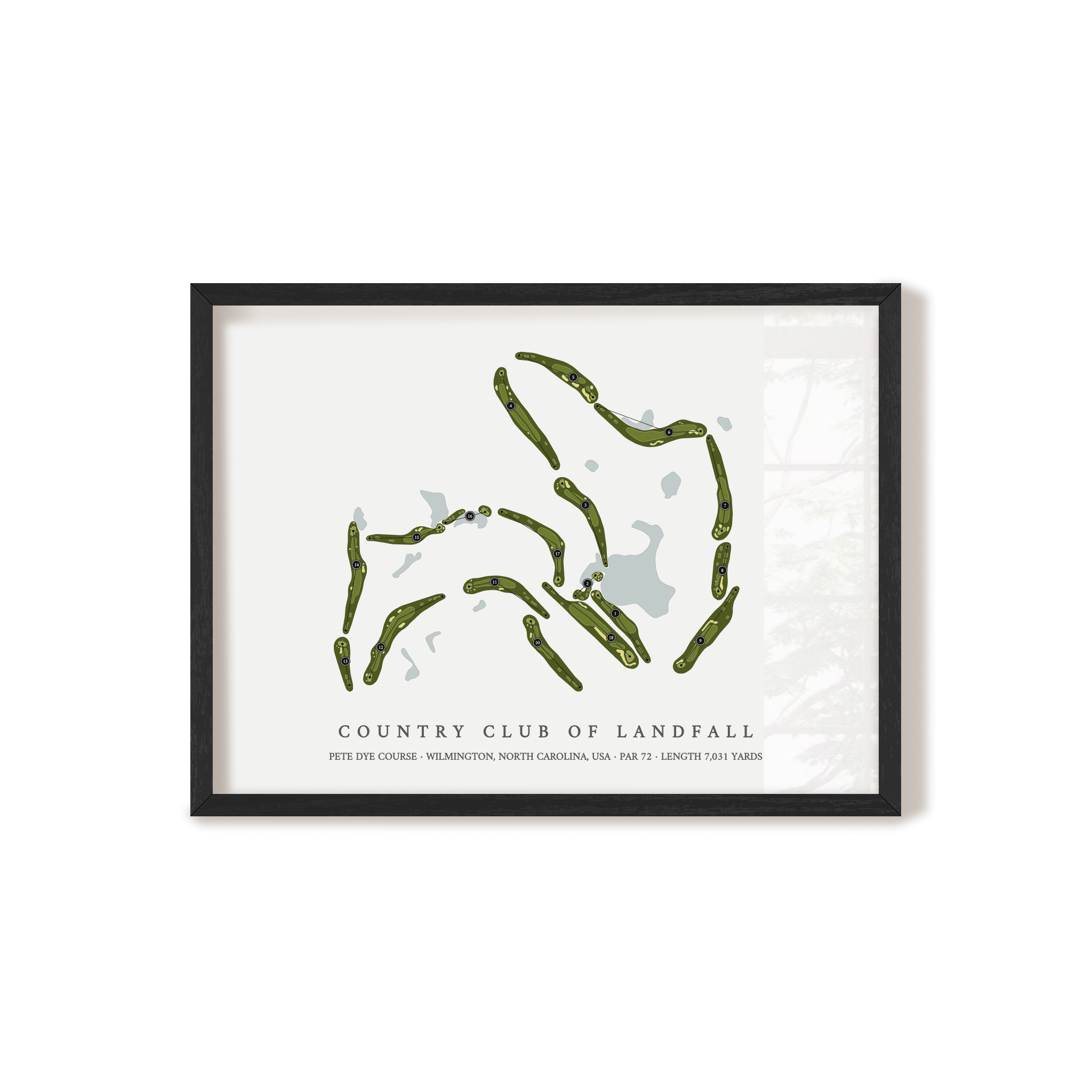 Country Club of Landfall - Pete Dye Course | Golf Course Map | Black Frame