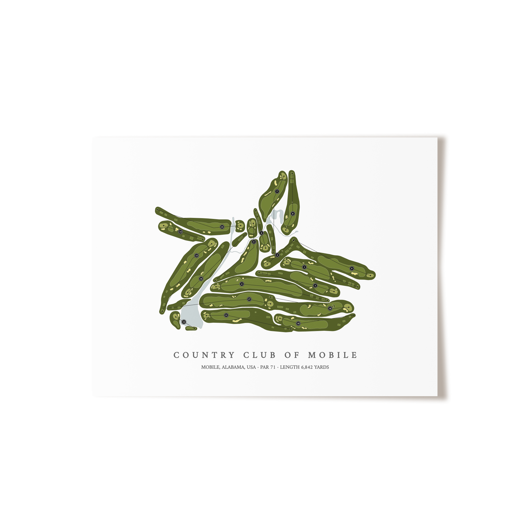 Country Club of Mobile | Golf Course Map | Unframed