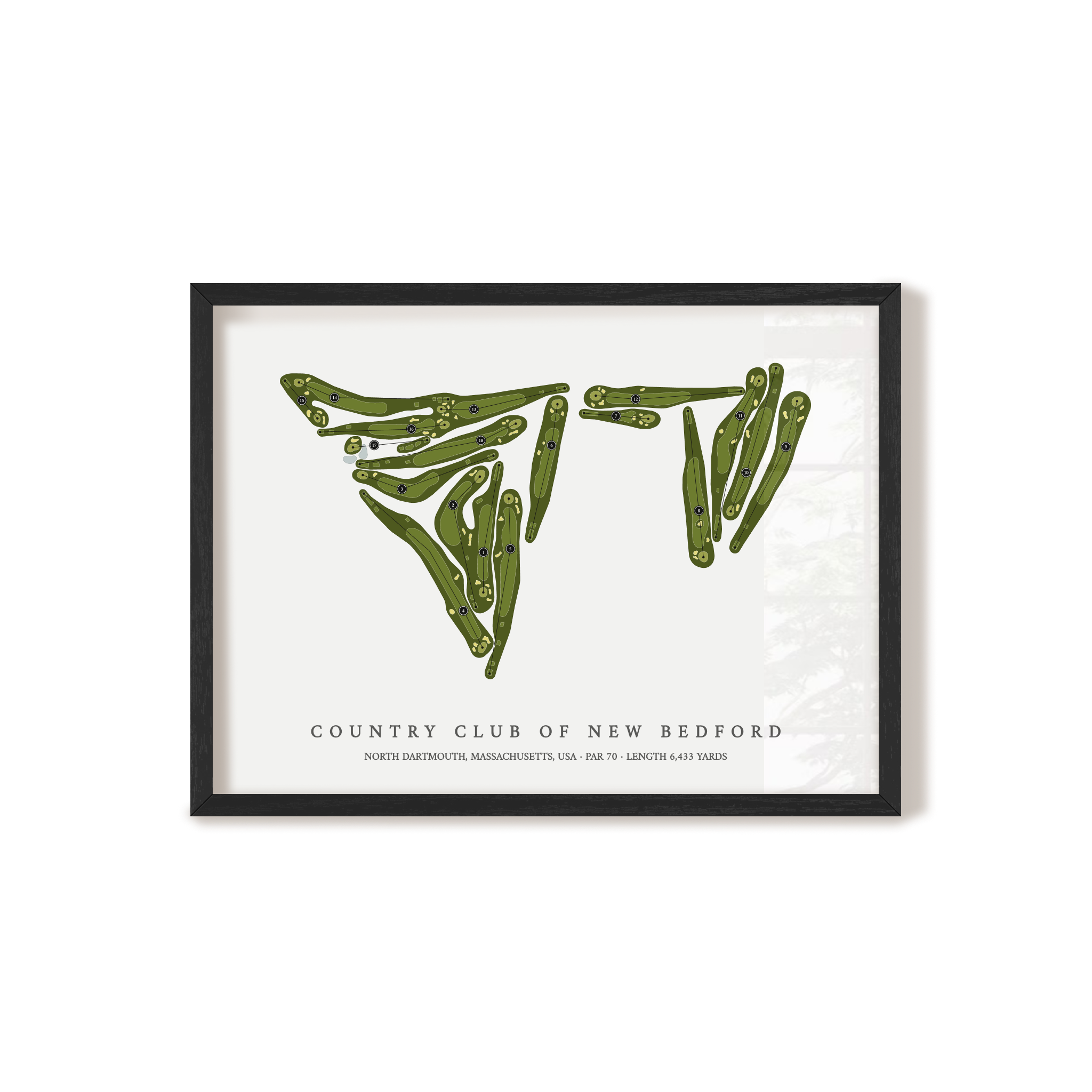 Country Club of New Bedford | Golf Course Map | Black Frame