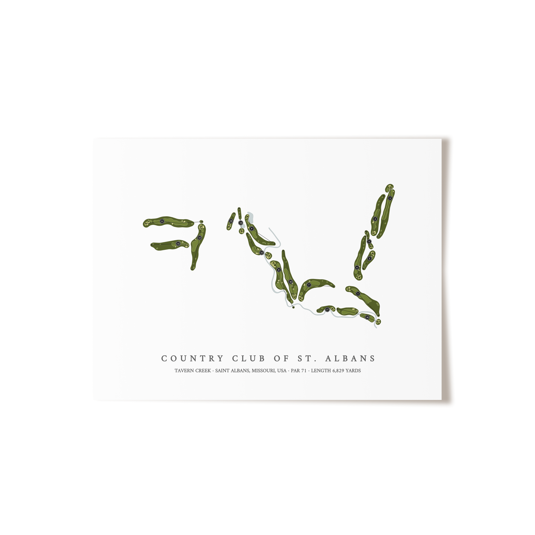 Country Club of St Albans - Tavern Creek | Golf Course Map | Unframed