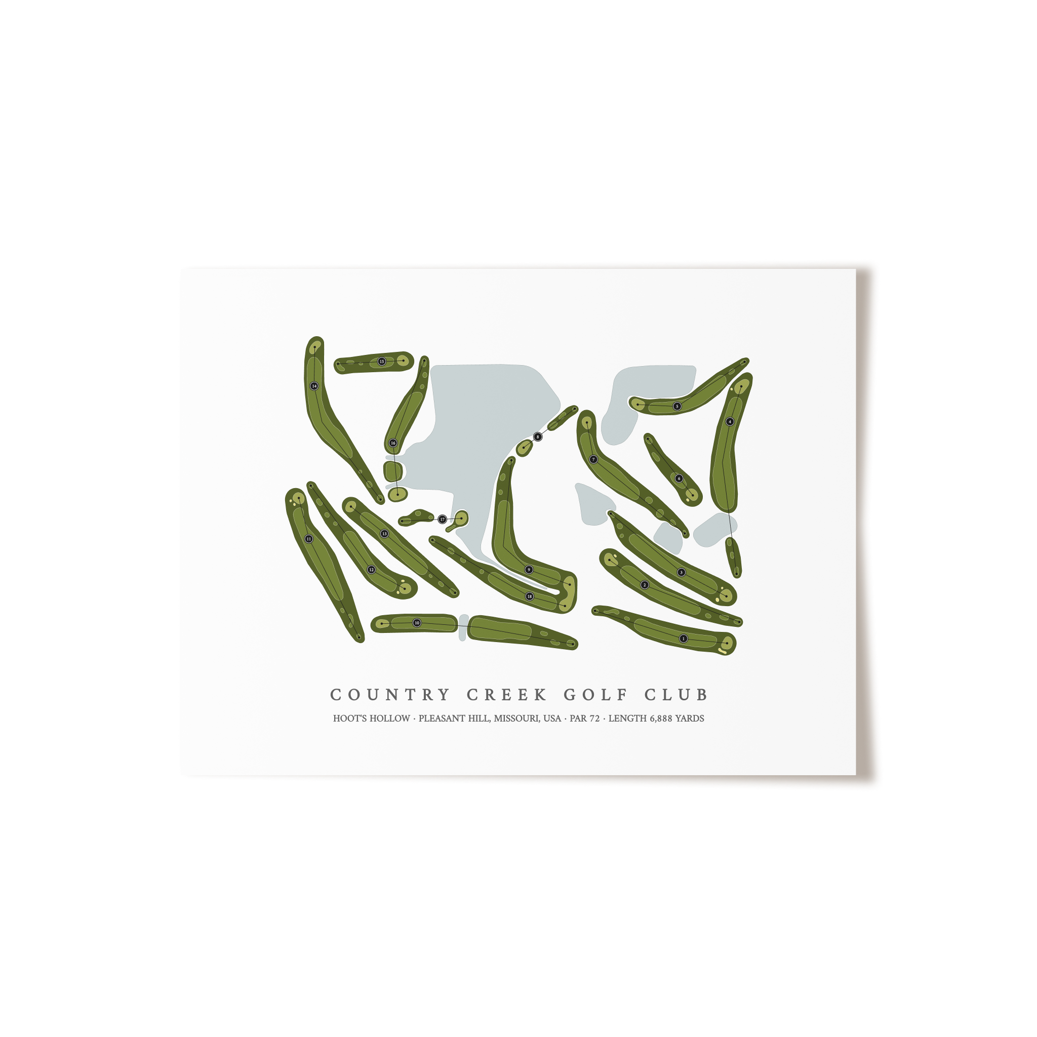 Country Creek Golf Club - Hoot's Hollow | Golf Course Map | Unframed