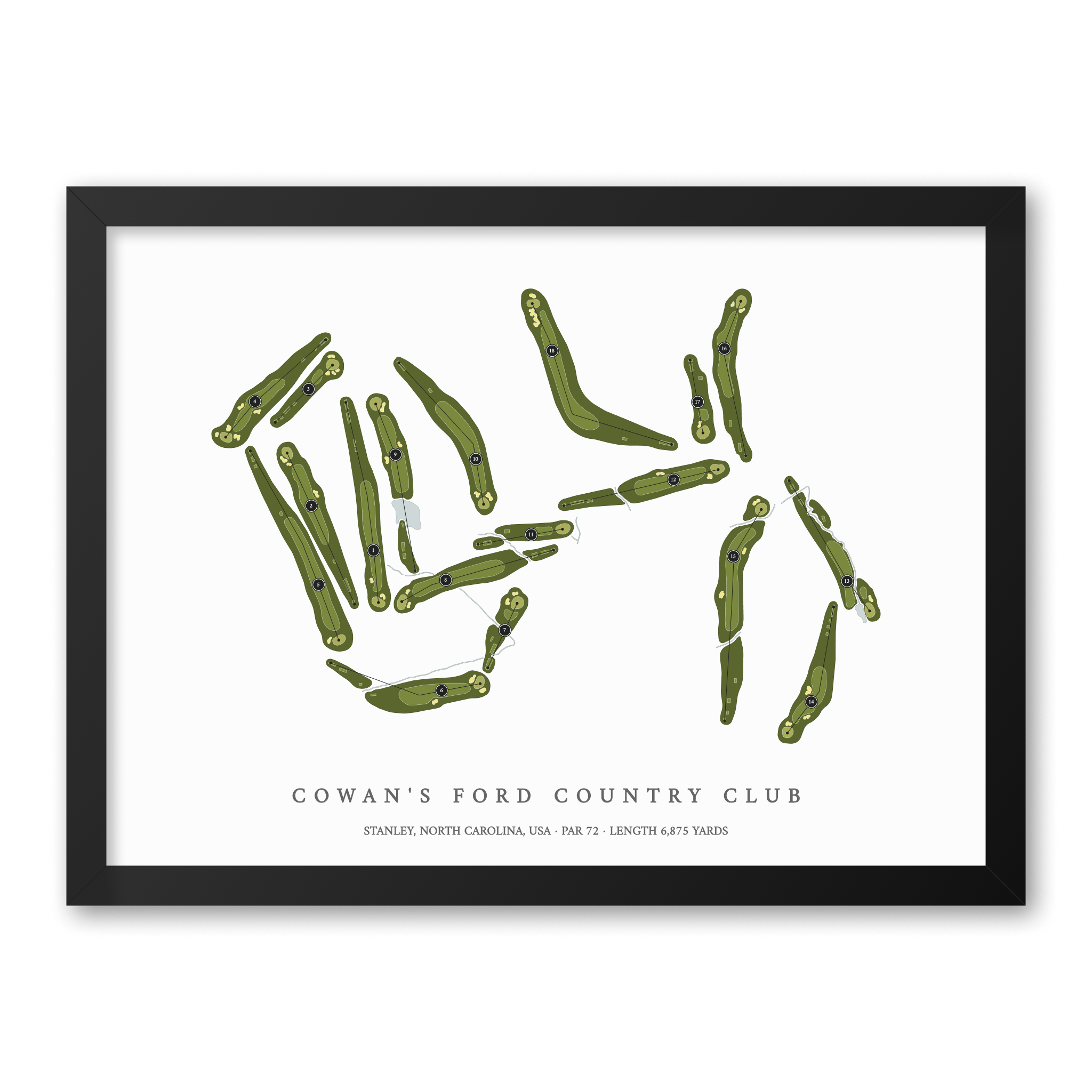 Cowan's Ford Country Club | Golf Course Print | Black Frame