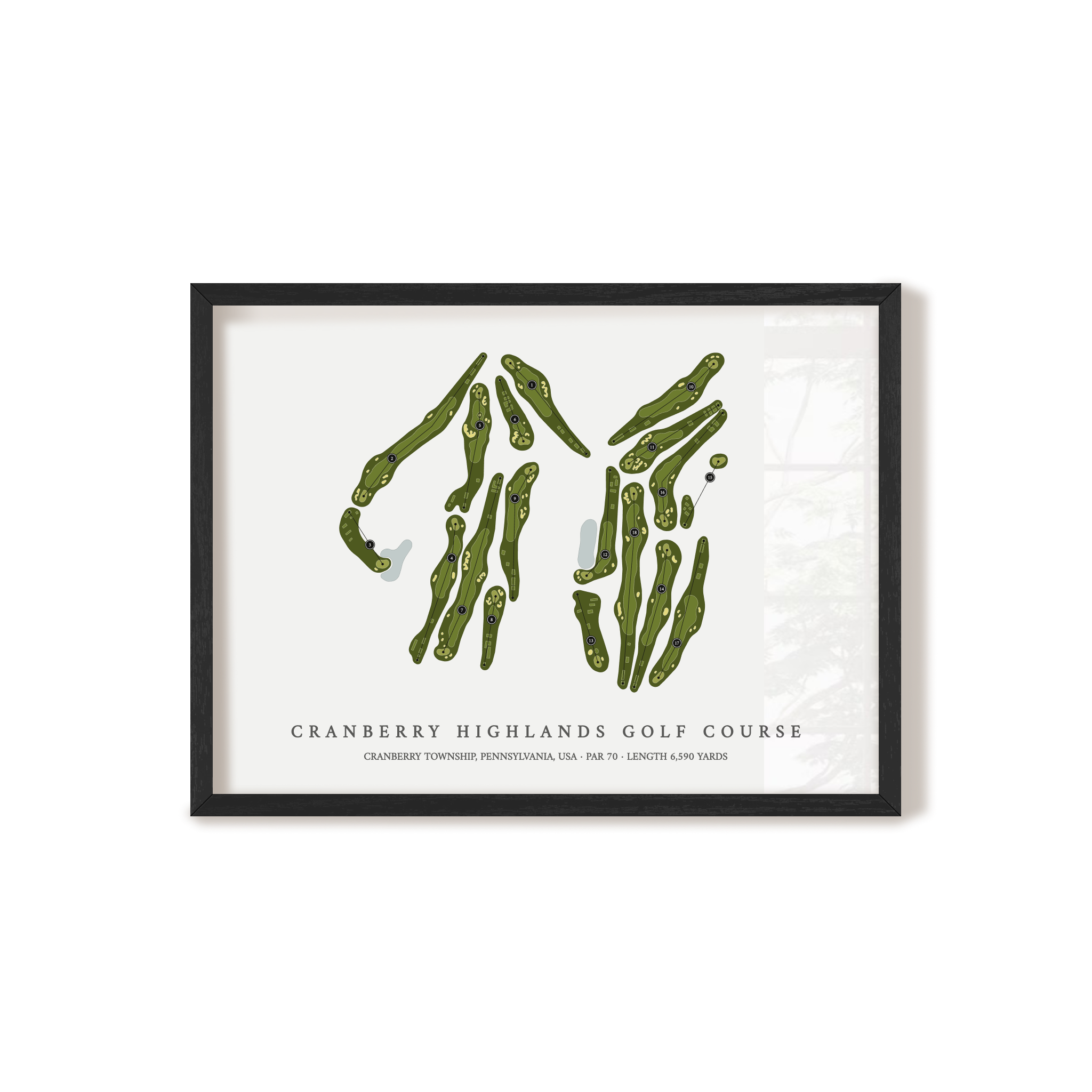 Cranberry Highlands Golf Course | Golf Course Map | Black Frame