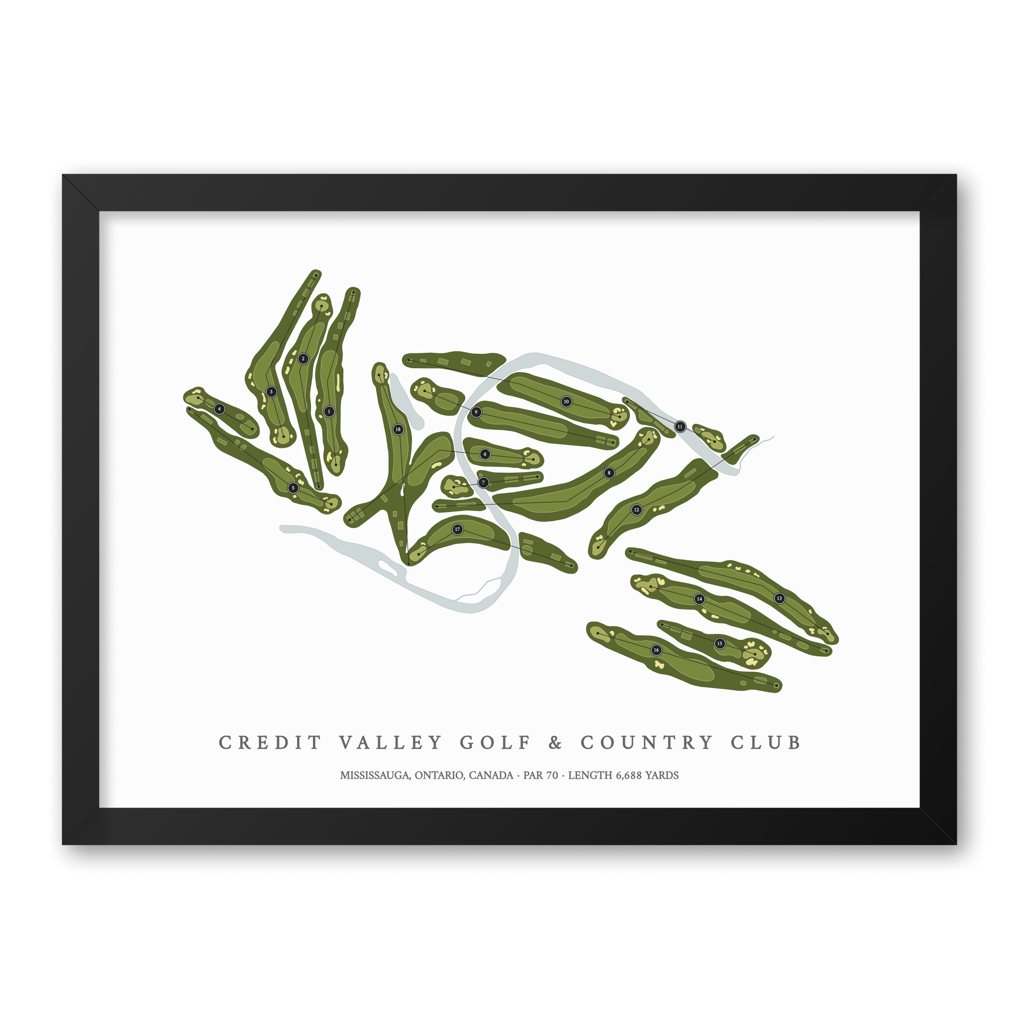 Credit Valley Golf and Country Club | Golf Course Map | Black Frame