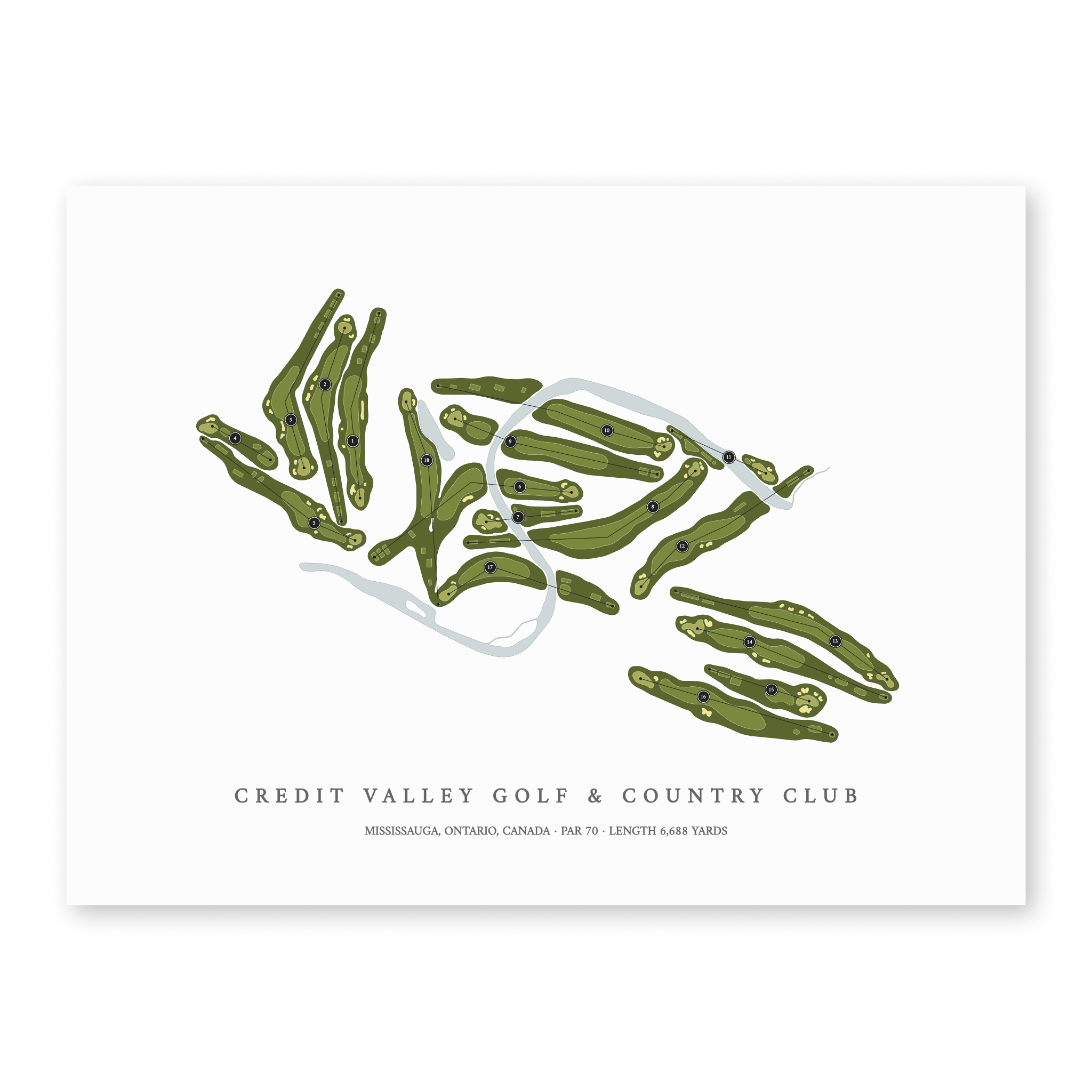 Credit Valley Golf and Country Club | Golf Course Map | Unframed