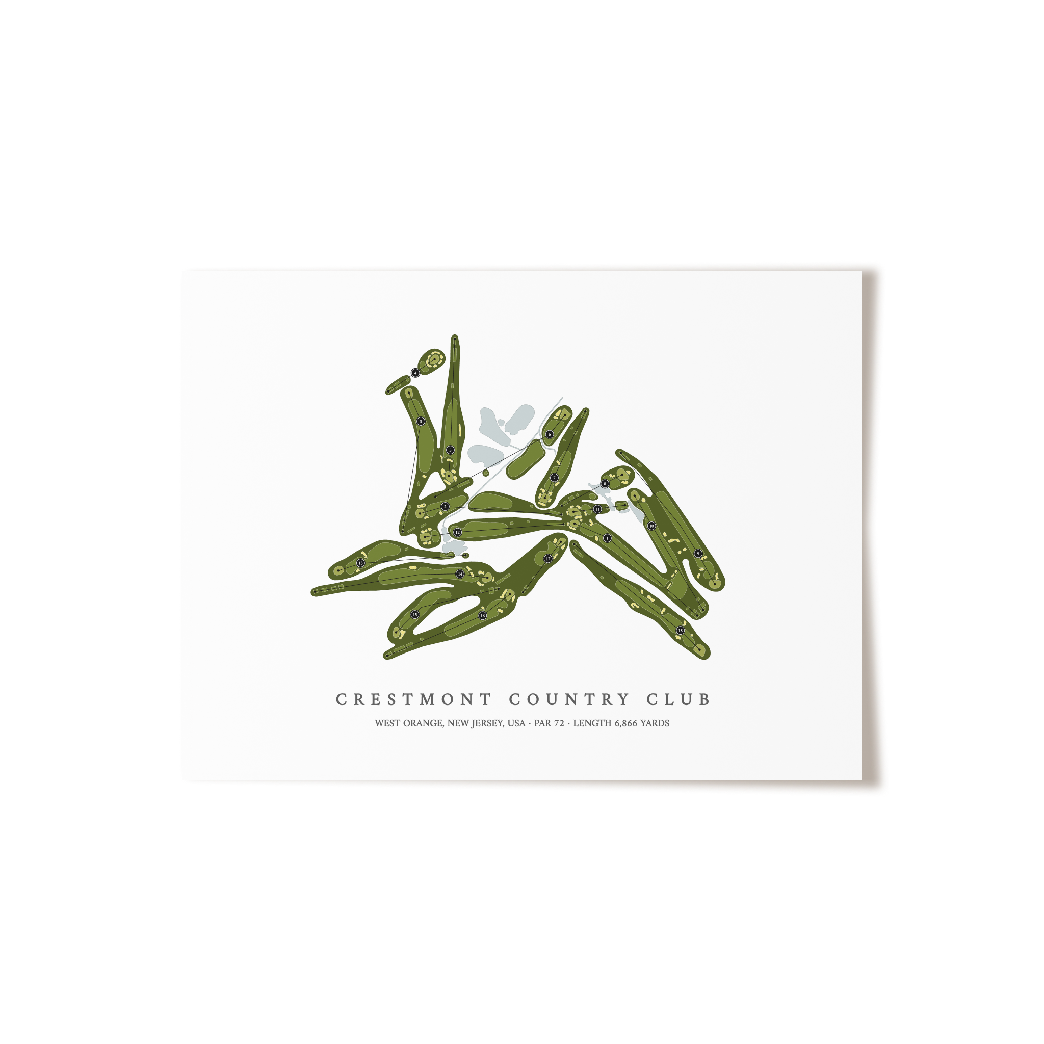 Crestmont Country Club | Golf Course Map | Unframed