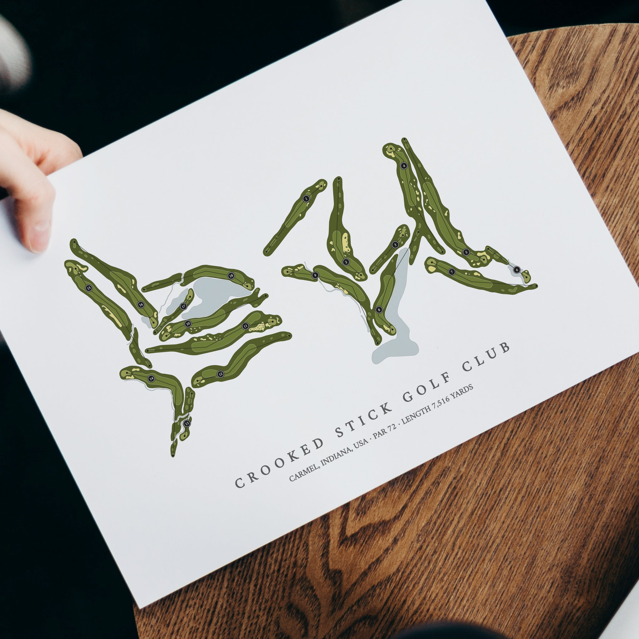 Crooked Stick Golf Club | Heritage Style Golf Course Print | With Laptop