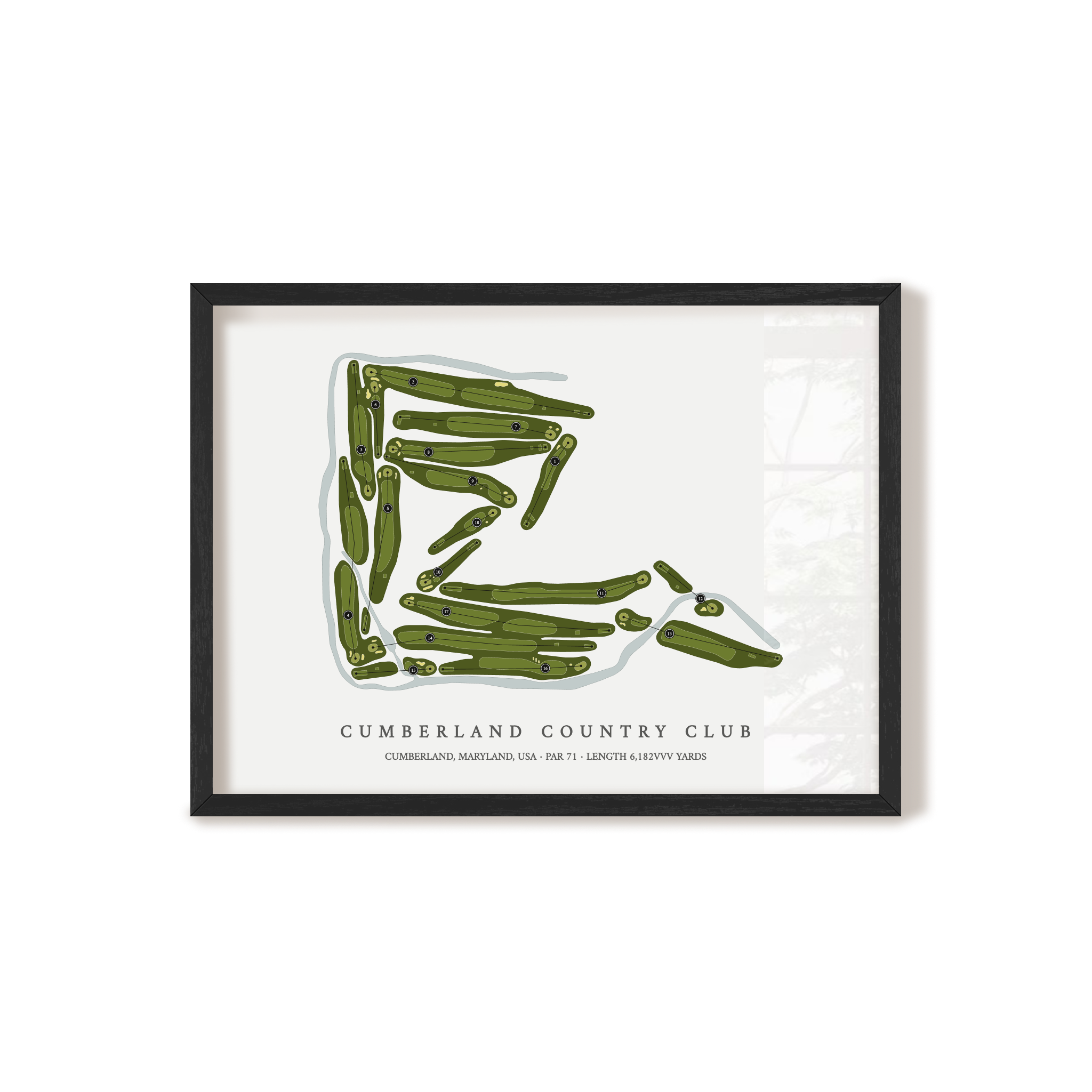 Cumberland Country Club | Golf Course Map | Black Frame