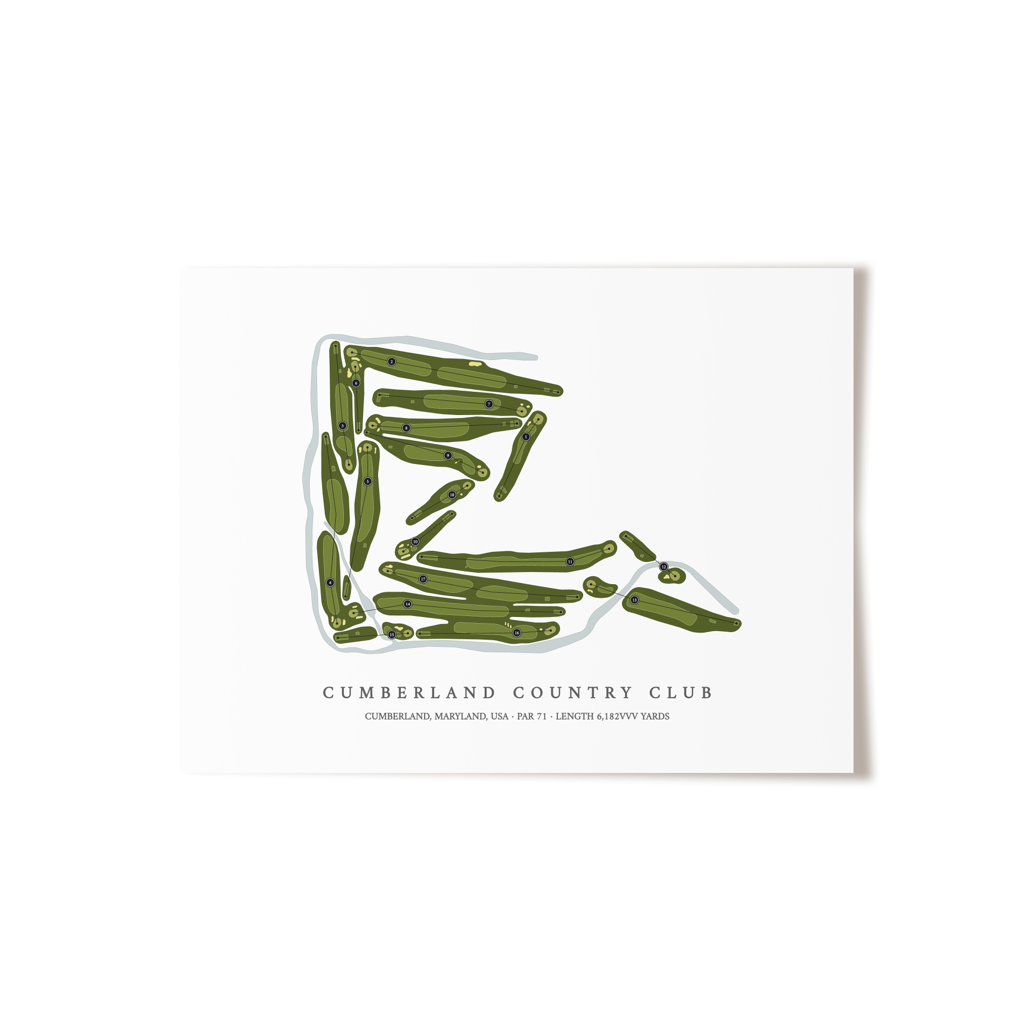 Cumberland Country Club | Golf Course Map | Unframed