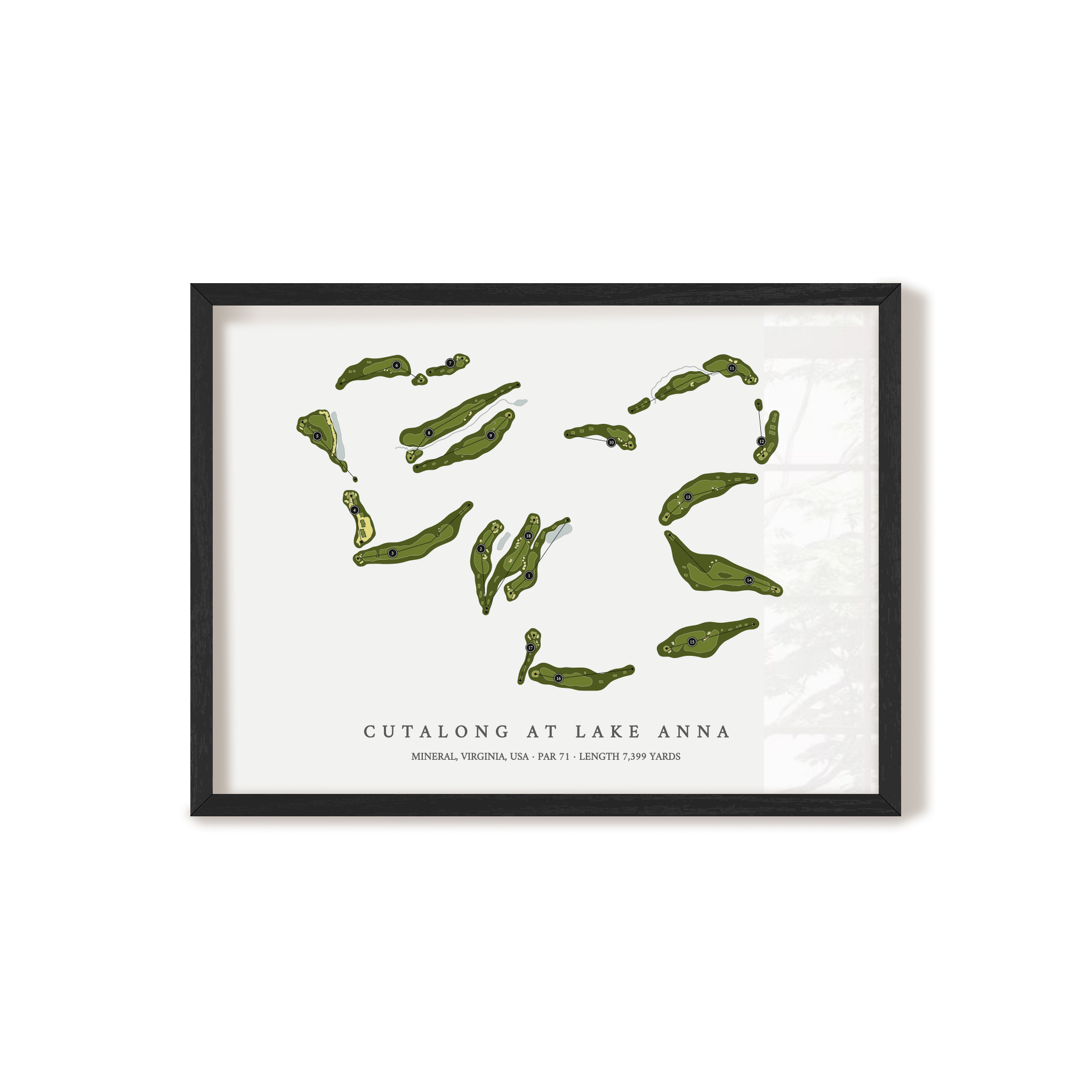 Cutalong at Lake Anna | Golf Course Map | Black Frame