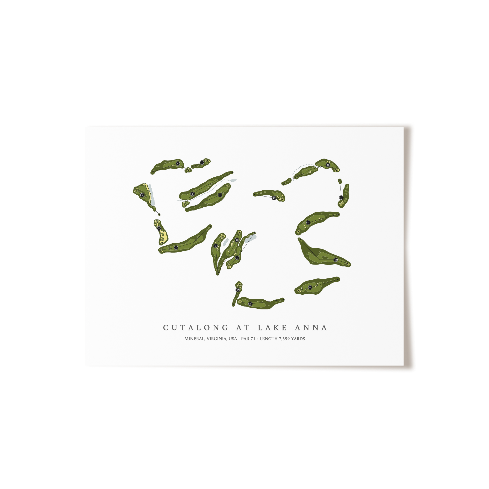 Cutalong at Lake Anna | Golf Course Map | Unframed